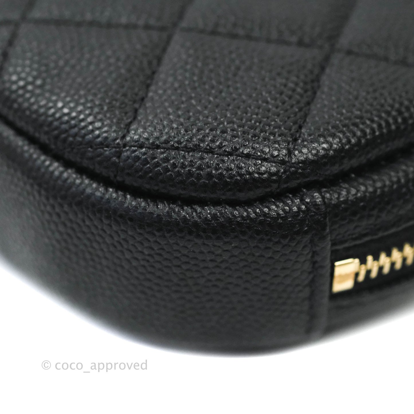 Chanel CC Round Coin Purse Black Caviar Gold Hardware