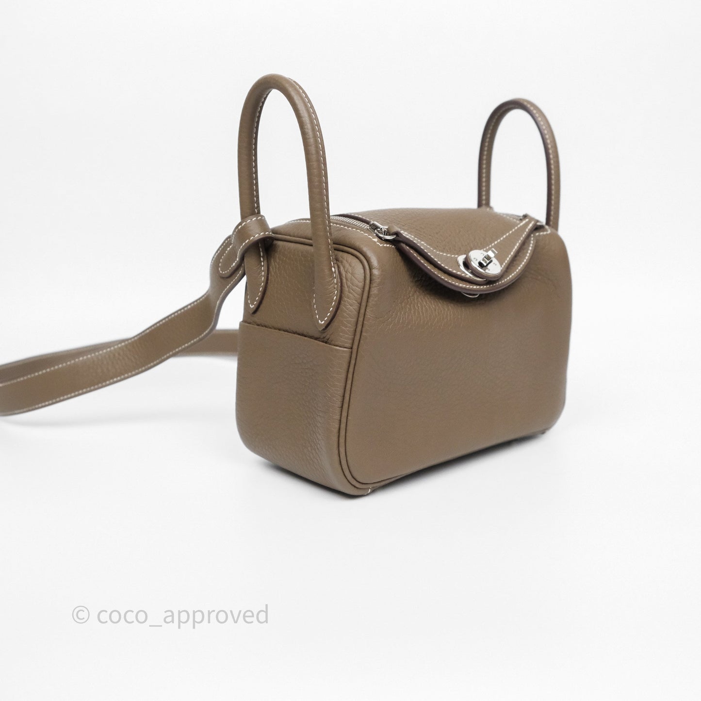 Hermès Mini Lindy 20 Etoupe 18 Clemence Palladium Hardware