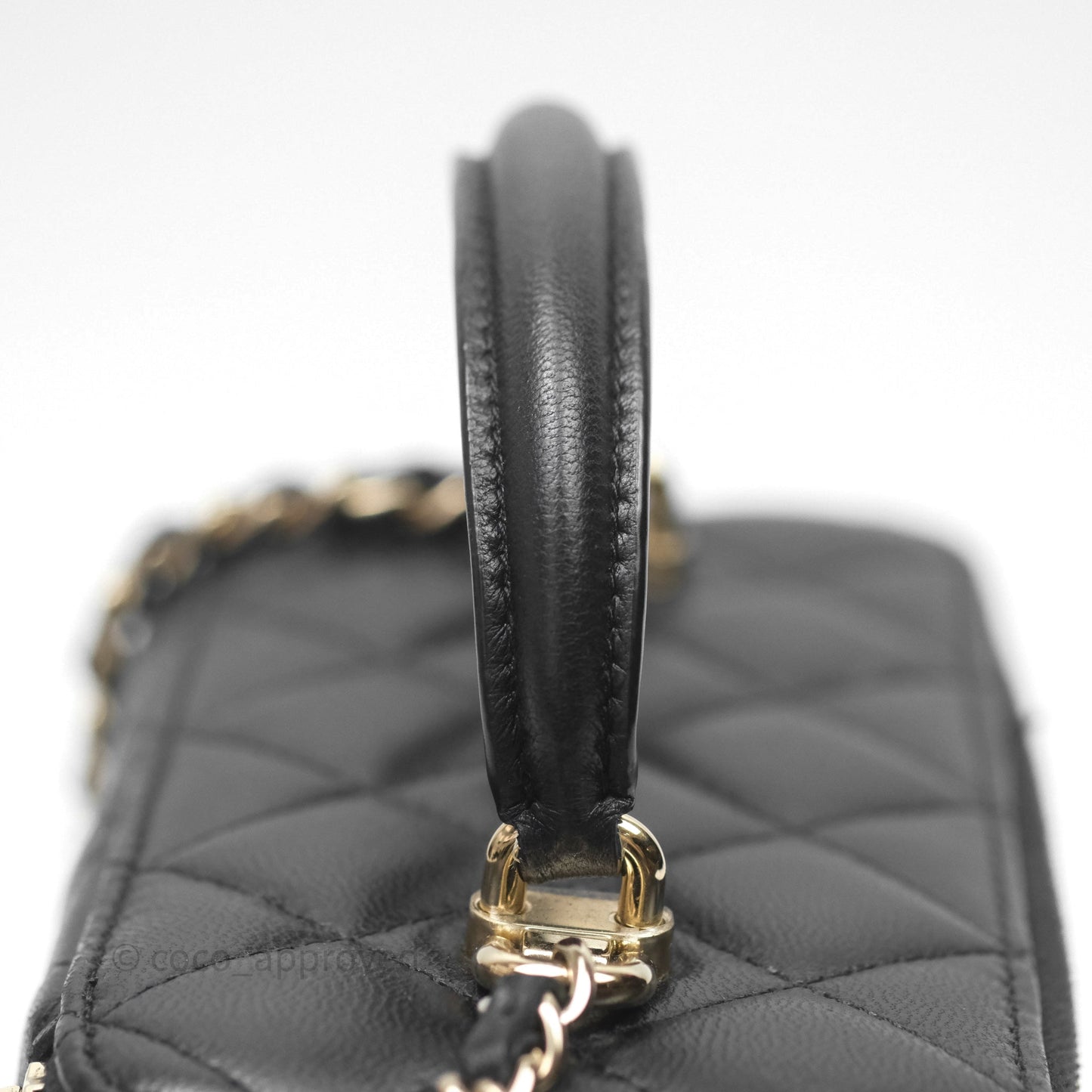 Chanel Vanity Rectangular Top Handle Black Lambskin Gold Hardware
