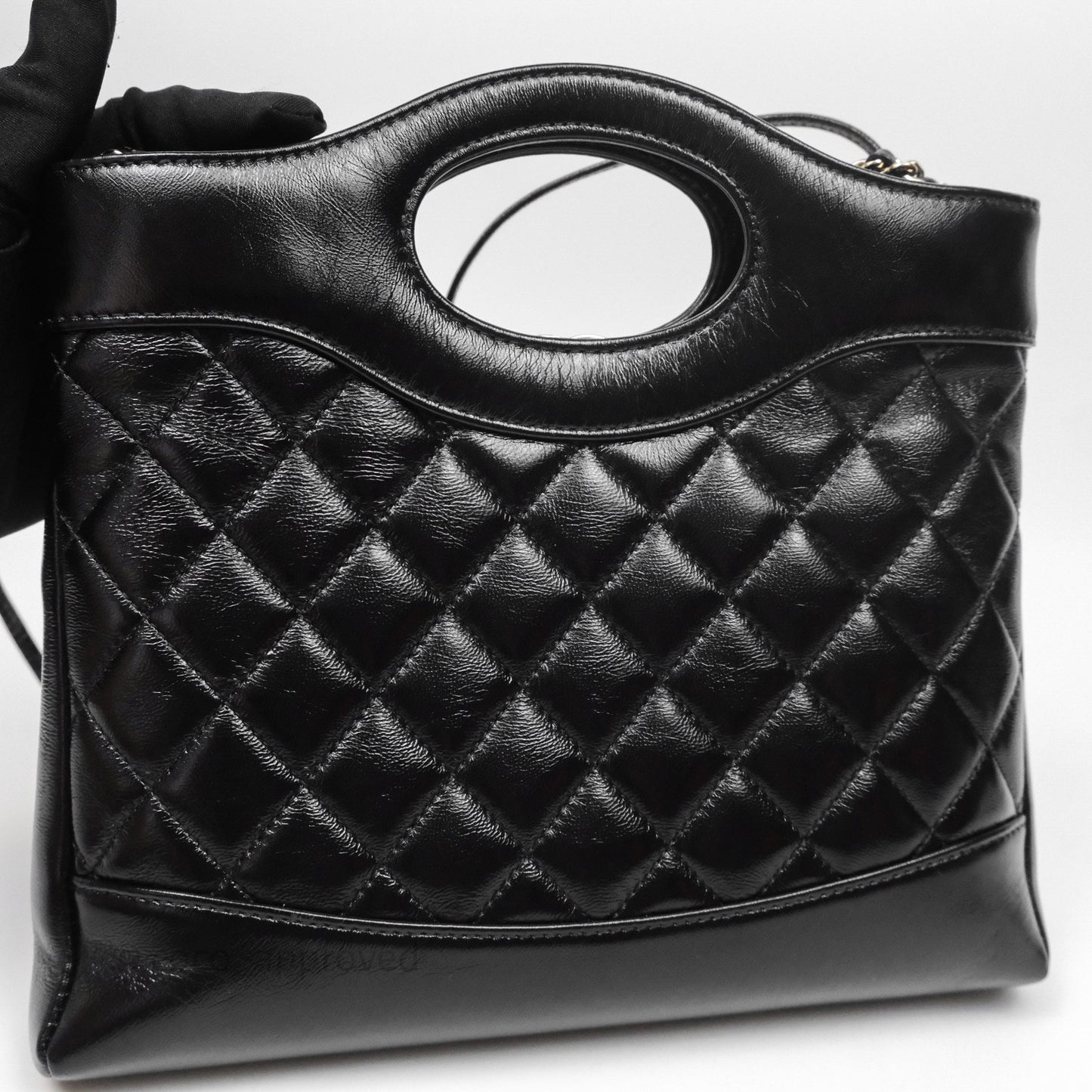 Chanel 31 Small Shopping Bag Shiny Lambskin Black Gold Hardware