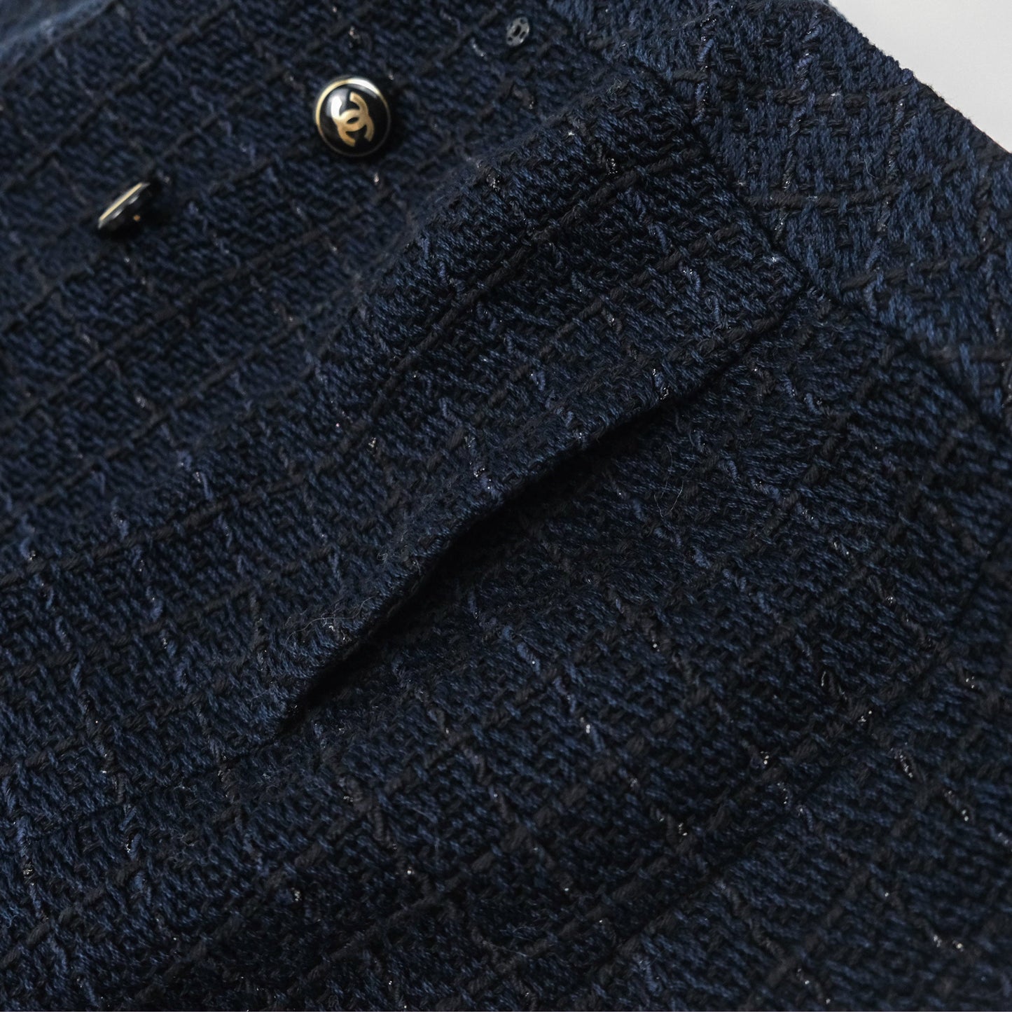 Chanel Tweed Skirt Navy Size 36