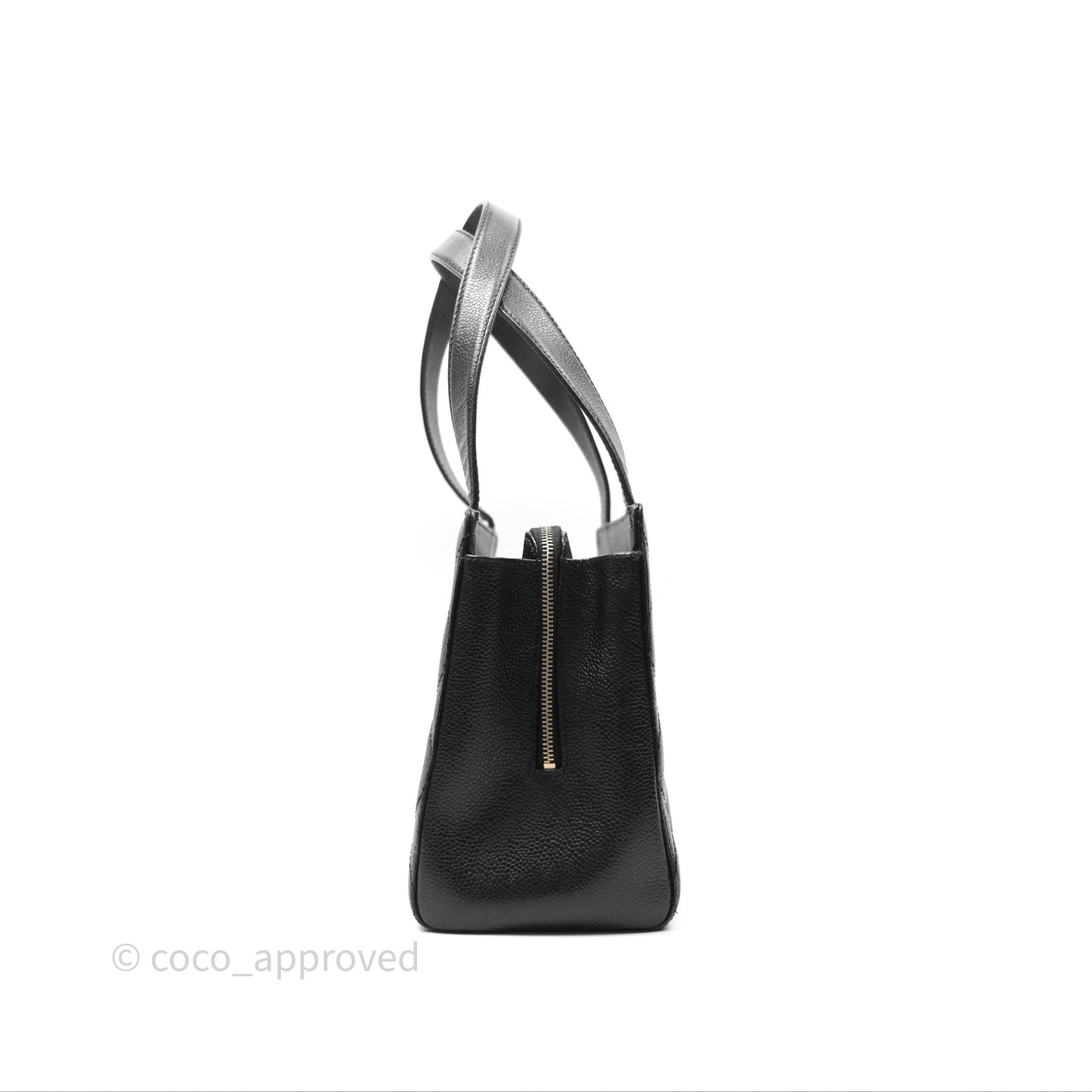 Chanel Vintage Quilted CC Tote Black Caviar Gold Hardware