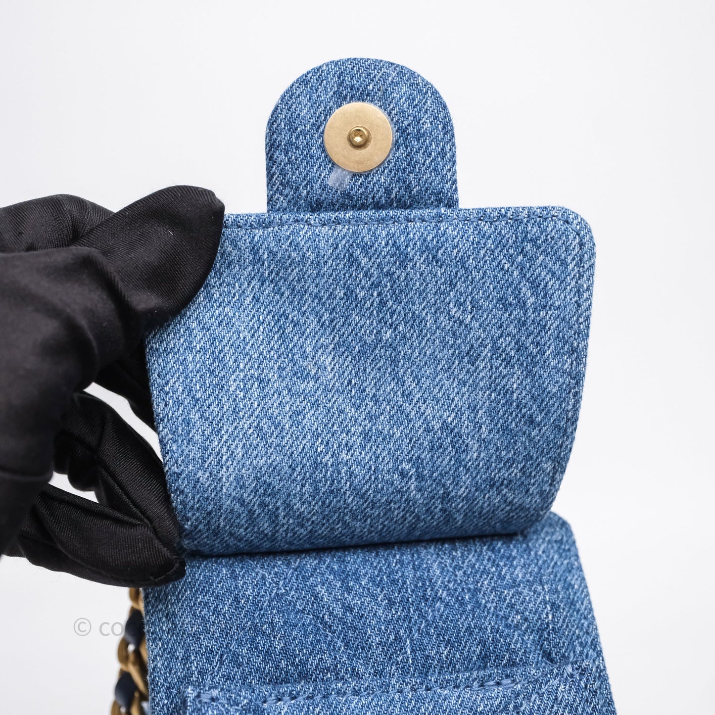 Chanel 25 Mini Washed Denim Aged Gold Hardware