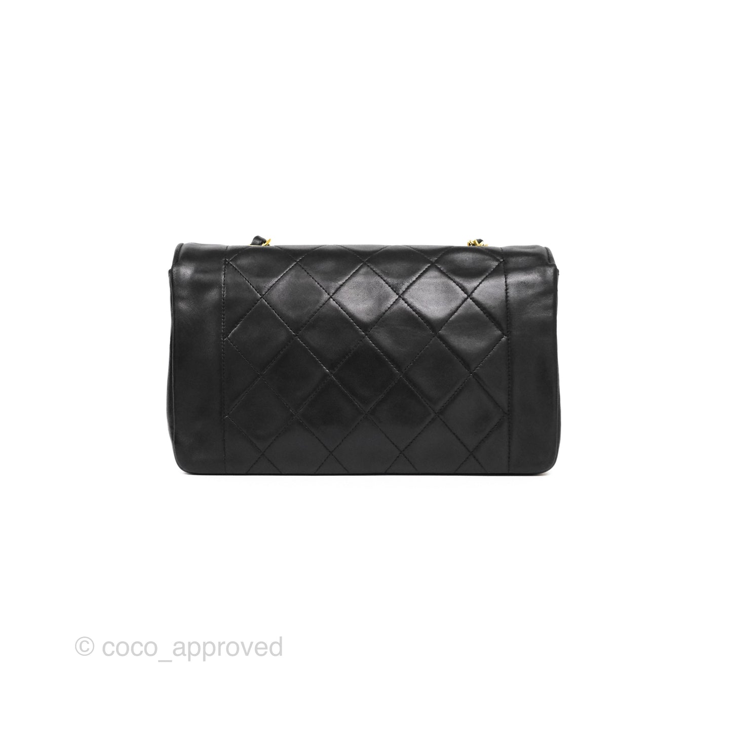 Chanel Vintage Small Classic Diana Quilted Black Lambskin 24K Gold Hardware