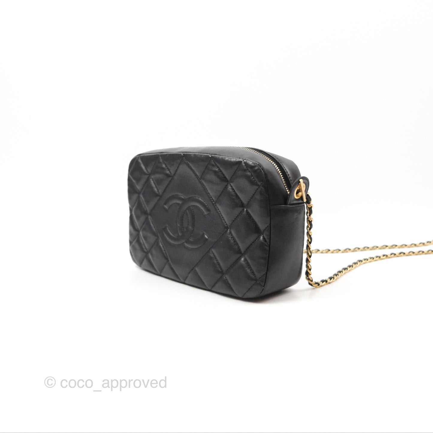 Chanel Small CC Camera Bag Quilted Black Lambskin Gold Hardware