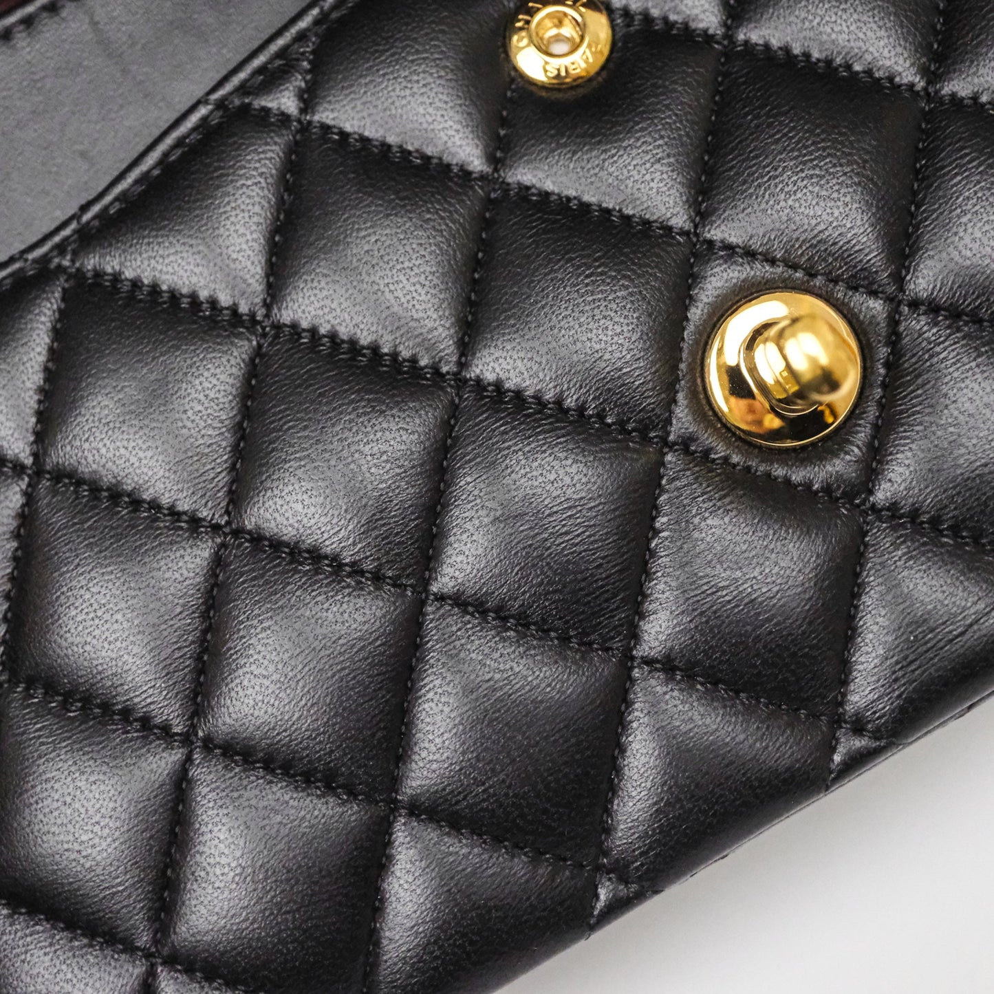 Chanel Classic M/L Medium Flap Quilted Black Lambskin Gold Hardware