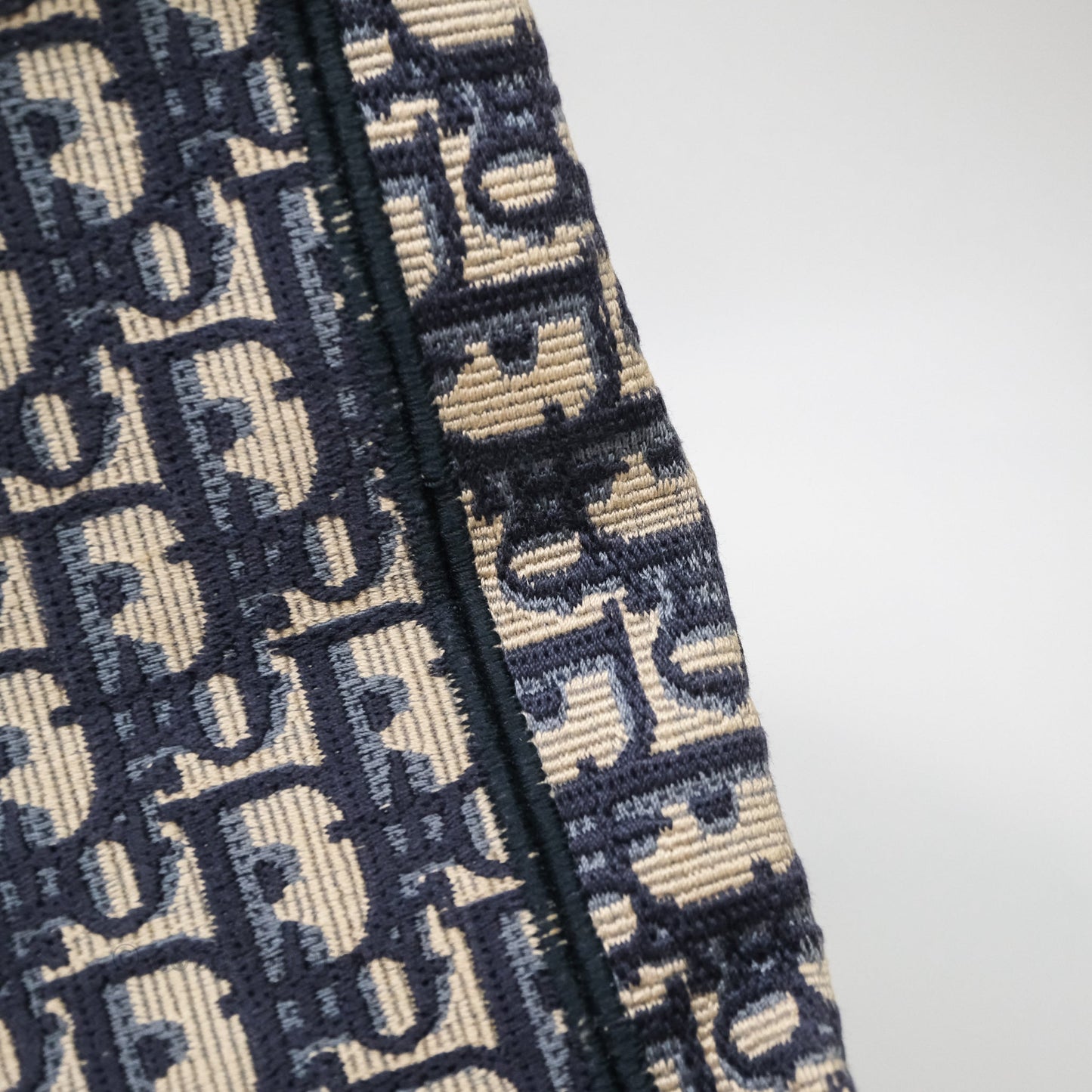 Christian Dior Medium Blue (Old Small) Dior Oblique Embroidery Canvas Book Tote