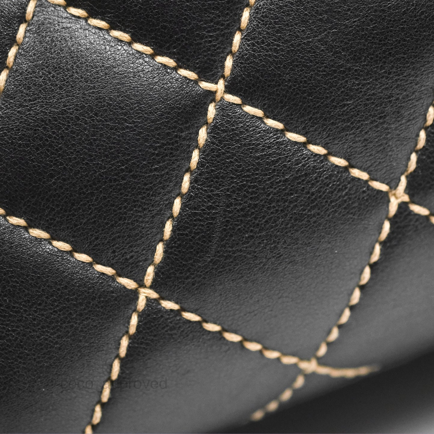 Chanel Vintage Wild Stitch Tote Bag Lambskin Black