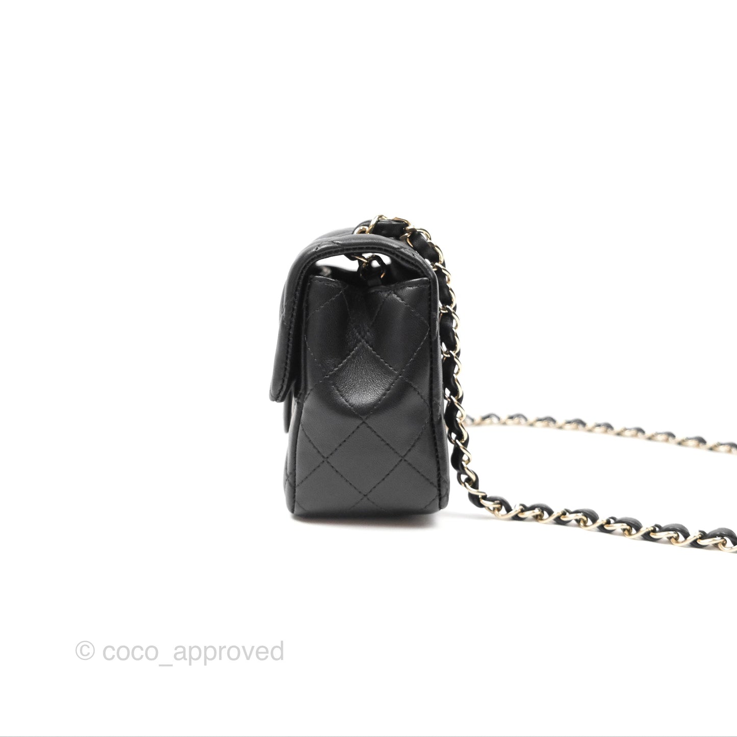 Chanel Quilted Mini Rectangular Black Lambskin Gold Hardware