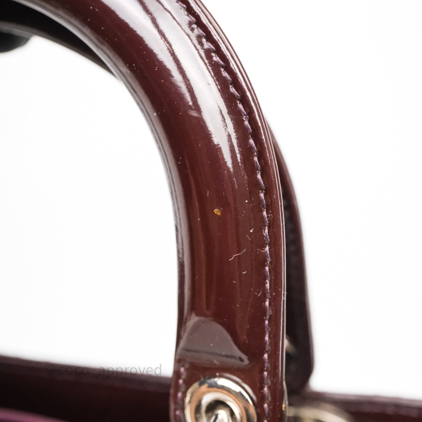 Christian Dior Medium Lady Dior Burgundy Patent Silver Hardware