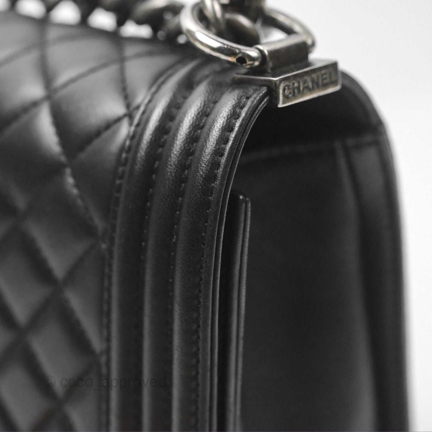 Chanel Quilted Medium Boy Black Calfskin Ruthenium Hardware