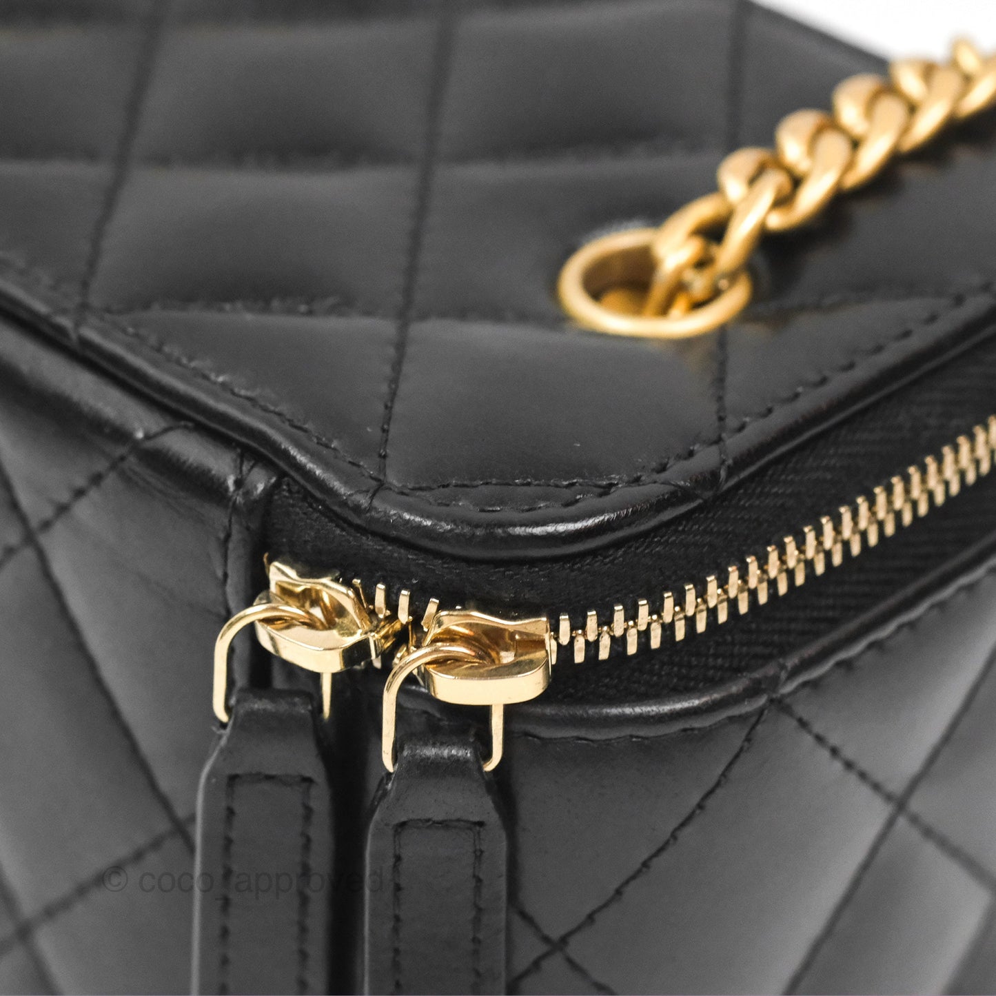 Chanel All Slide Vanity with Adjustable Chain Black Lambskin Aged Gold Hardware