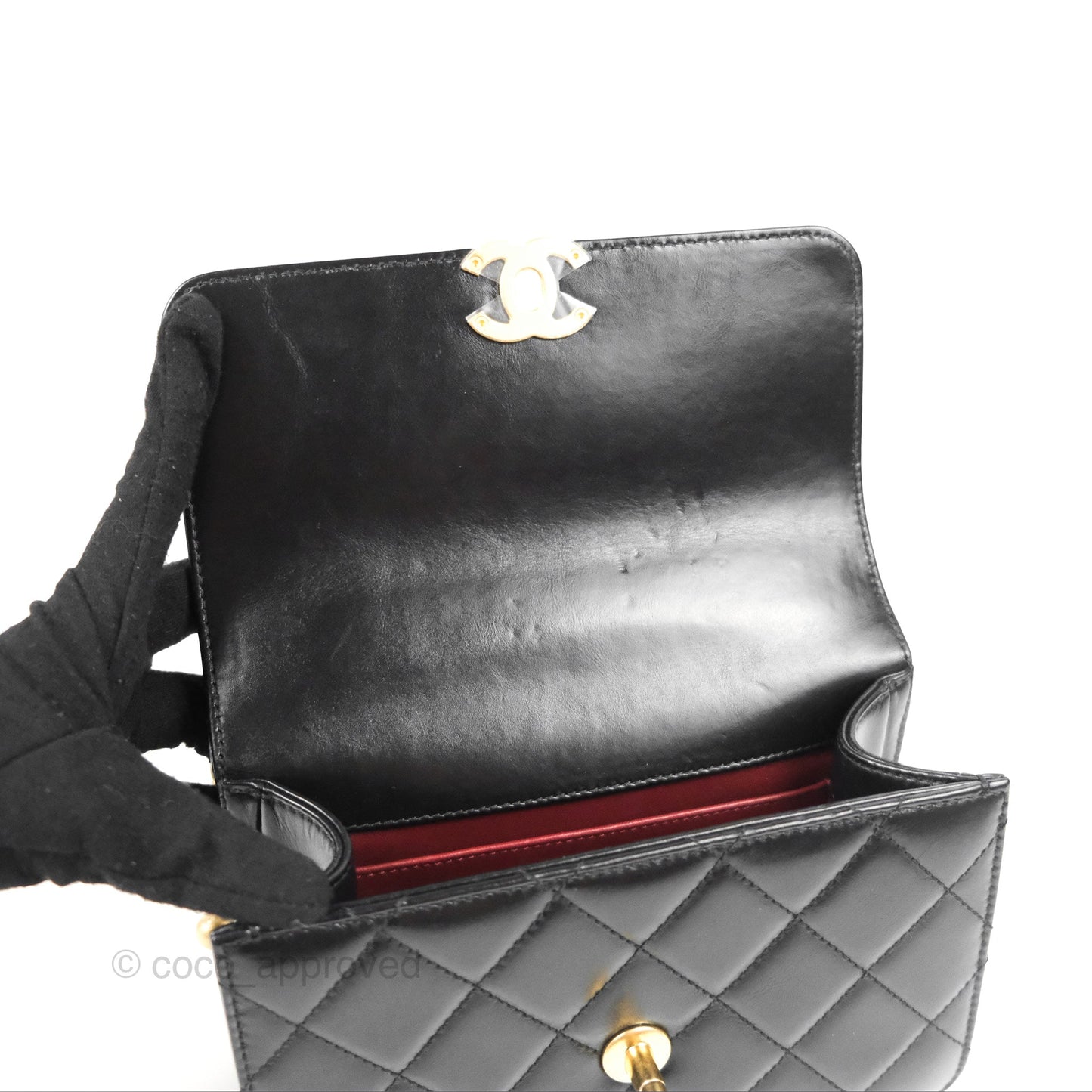 Chanel Quilted Mini Perfect Fit Adjustable Black Calfskin Aged Gold Hardware