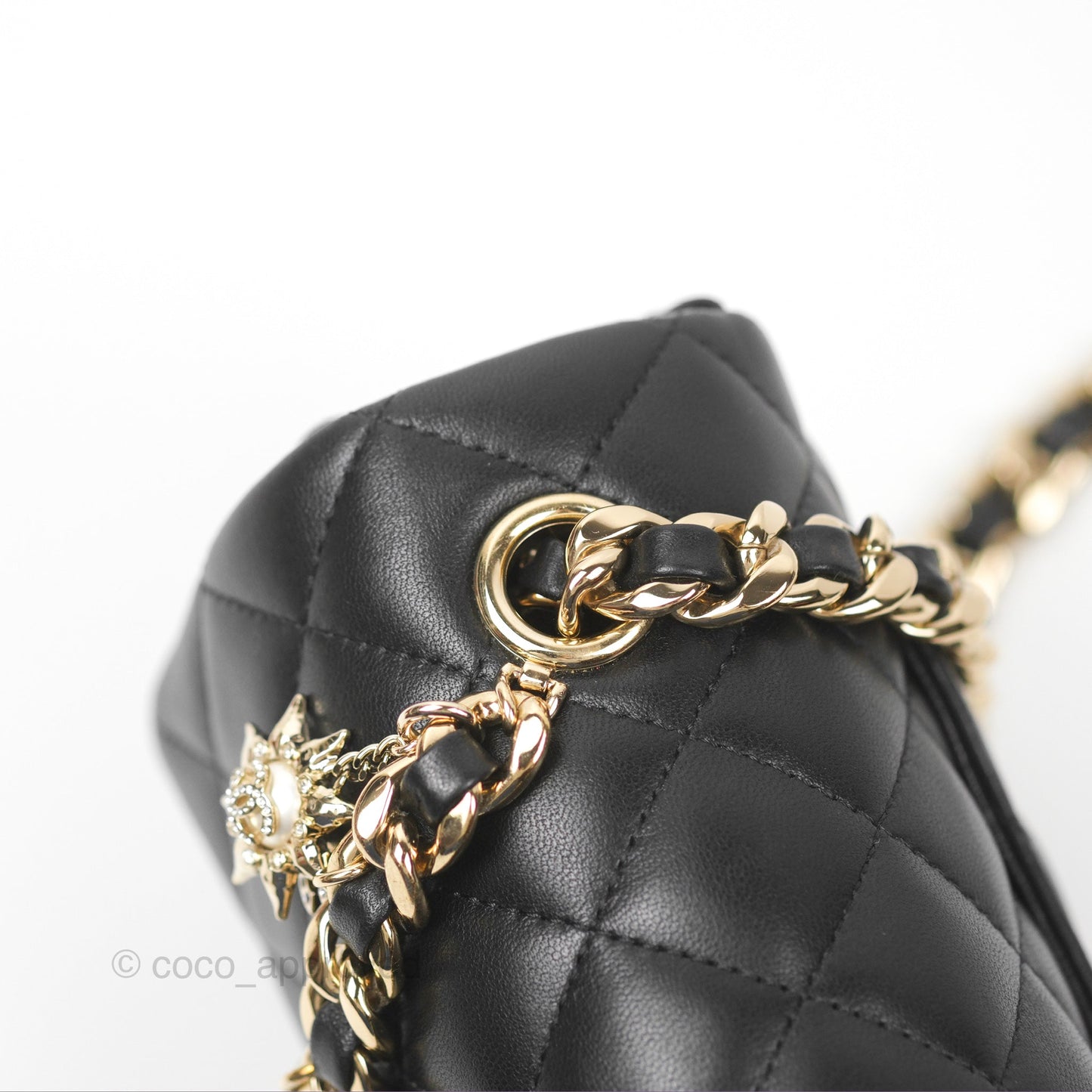 Chanel Quilted Mini Rectangular Flap With Charms Black Lambskin Gold Hardware 21C
