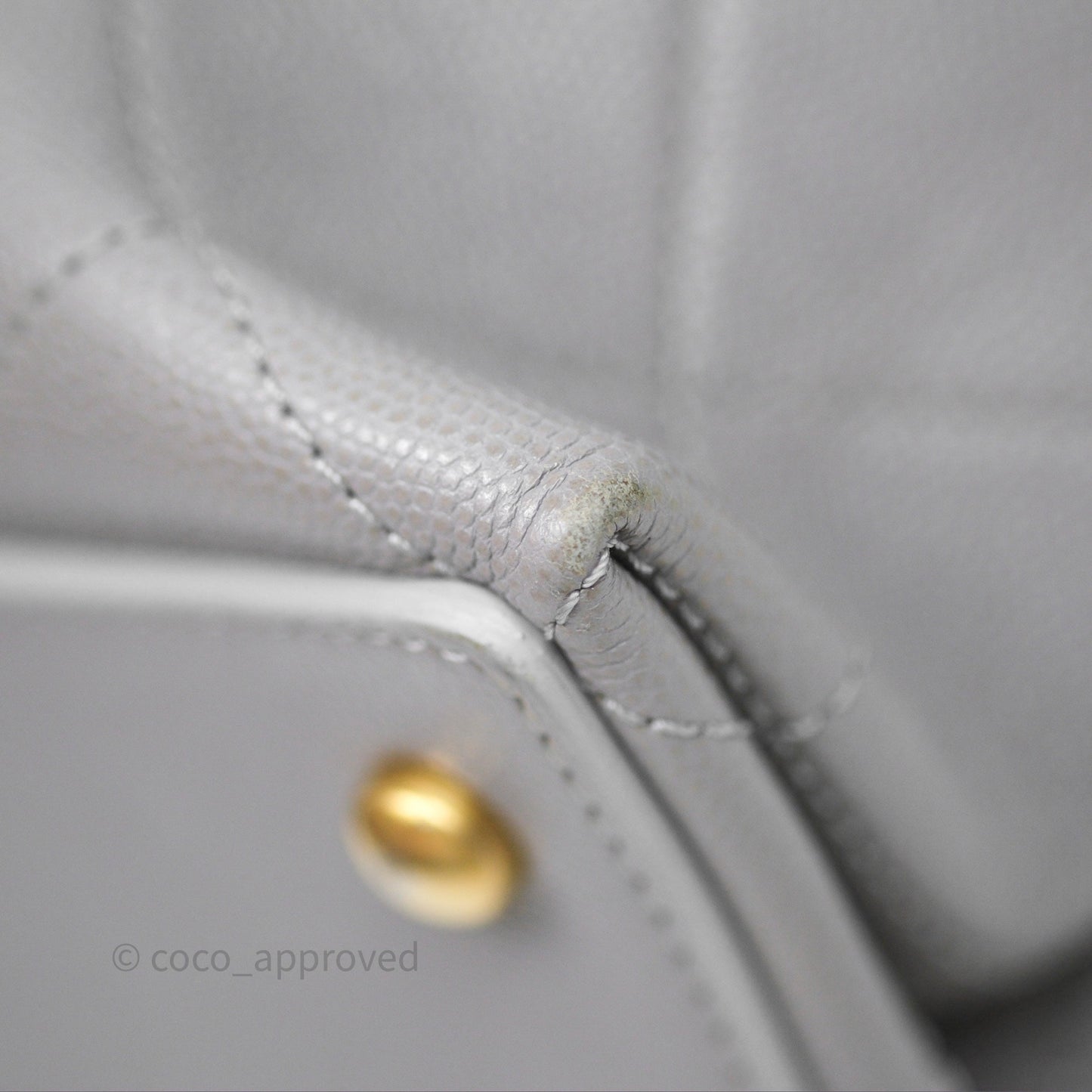 Chanel Drawstring Bucket Bag Grey Grained Calfskin Aged Gold Hardware