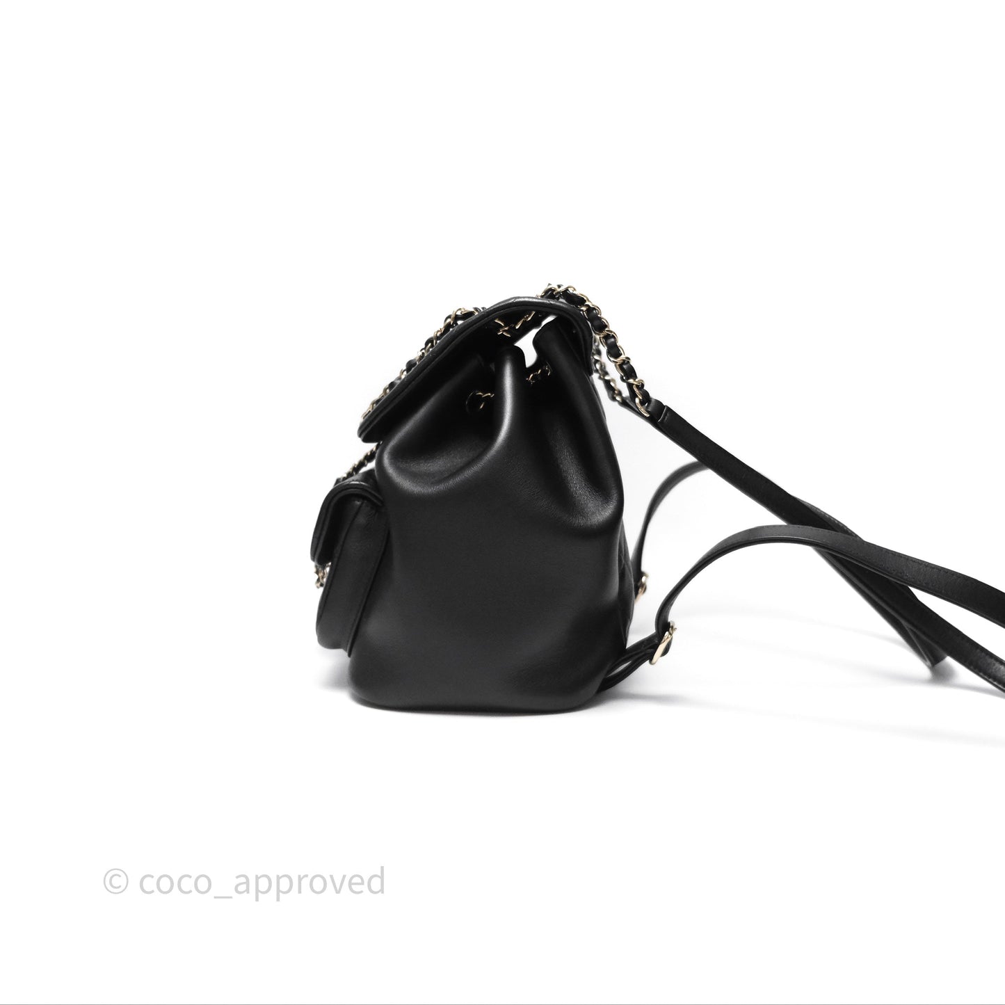 Chanel Quilted Large Duma Drawstring Backpack Black Lambskin Gold Hardware
