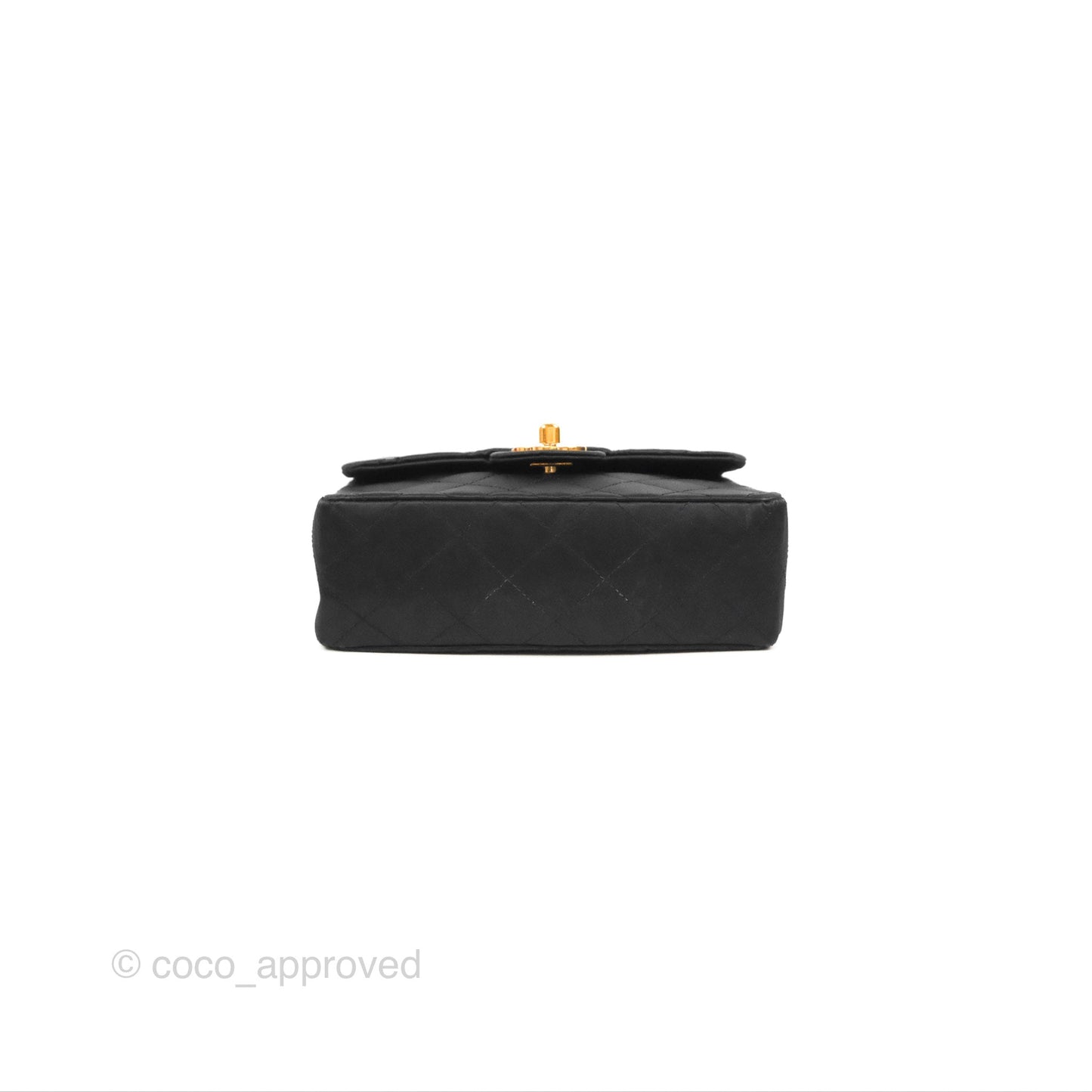 Chanel Mini Square Black Satin Gold Hardware