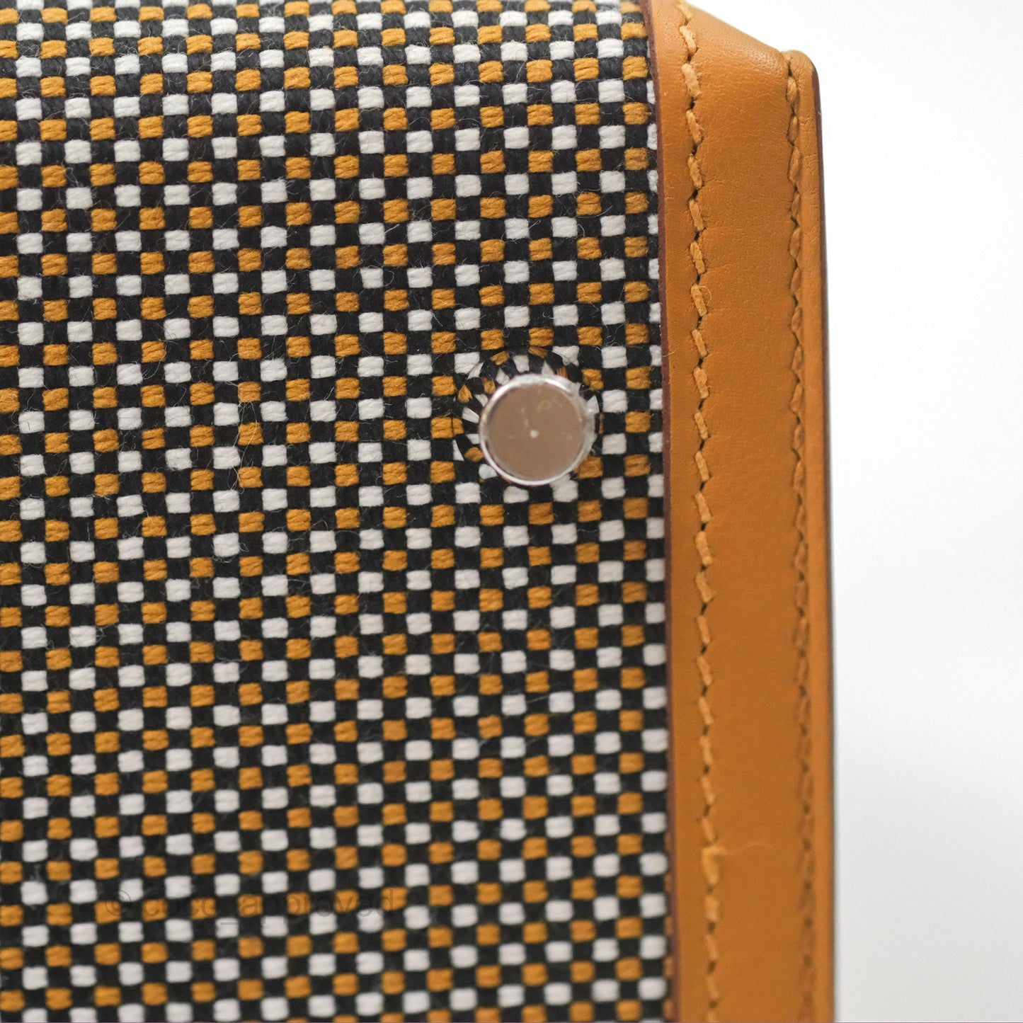Hermès Kelly Sellier 28 Quadrille Black/White/Desert Sesame Swift