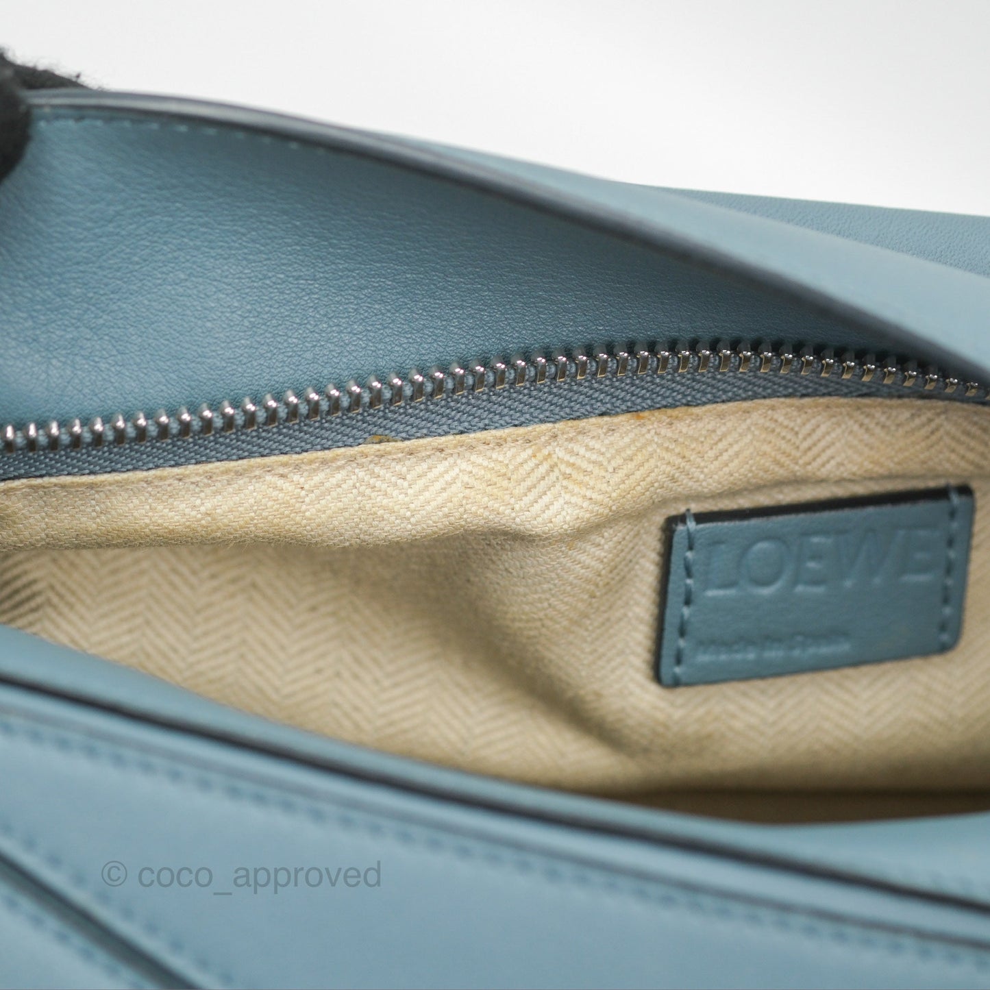 Loewe Small Puzzle Bag Stone Blue Calfskin Silver Hardware