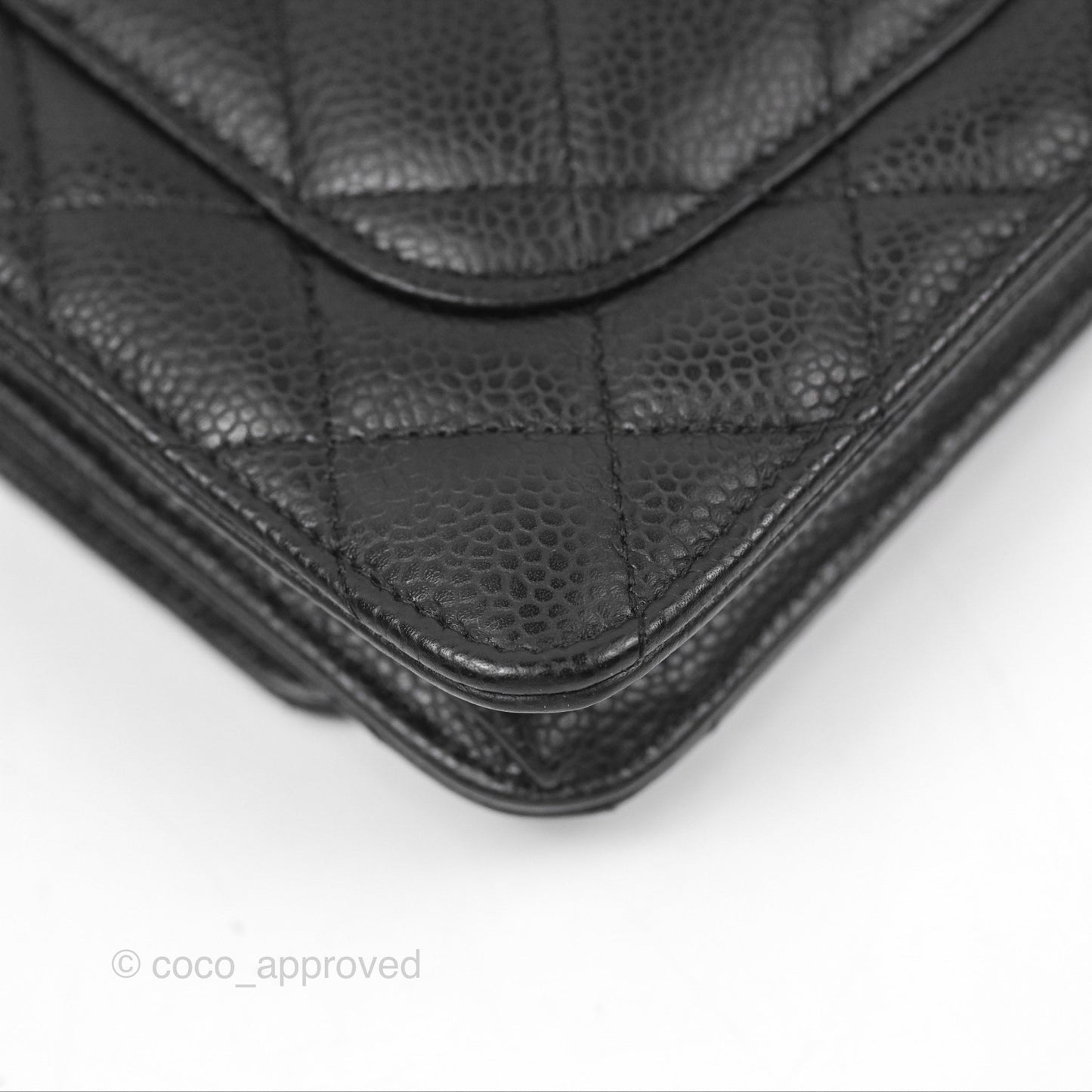 Chanel Quilted Classic Wallet On Chain WOC Black Caviar Silver Hardware