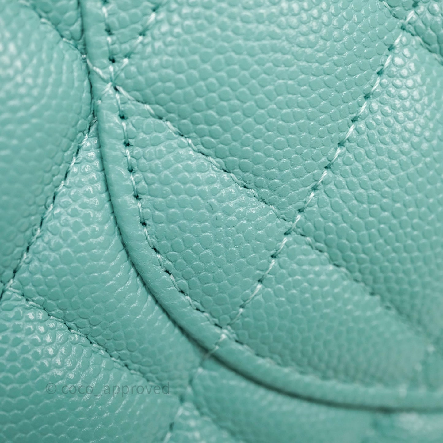 Chanel Classic M/L Medium Flap Quilted Tiffany Green Caviar Gold Hardware