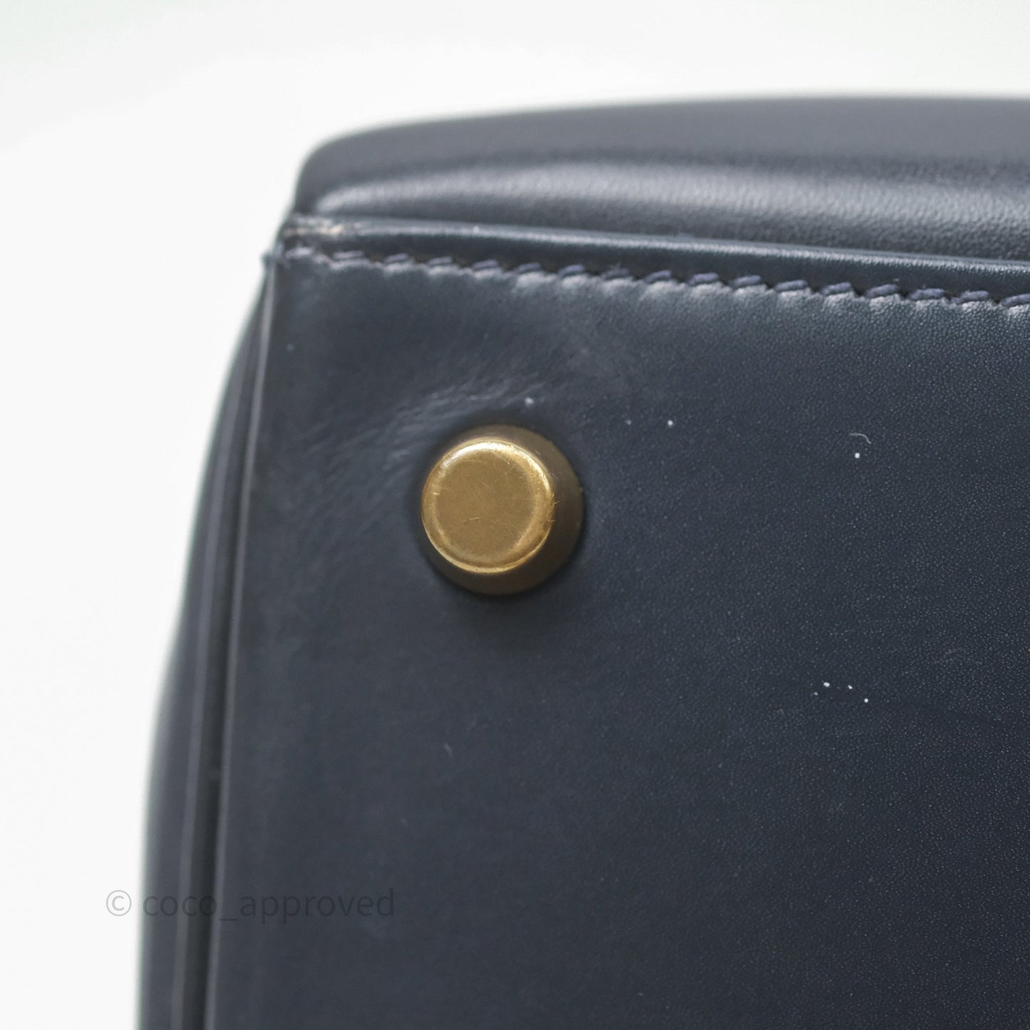 Hermès Vintage Kelly 28 Retourn Navy Box Leather Gold Hardware