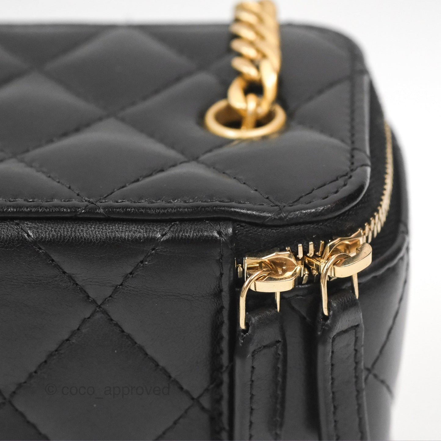 Chanel All Slide Vanity with Adjustable Chain Black Lambskin Aged Gold Hardware