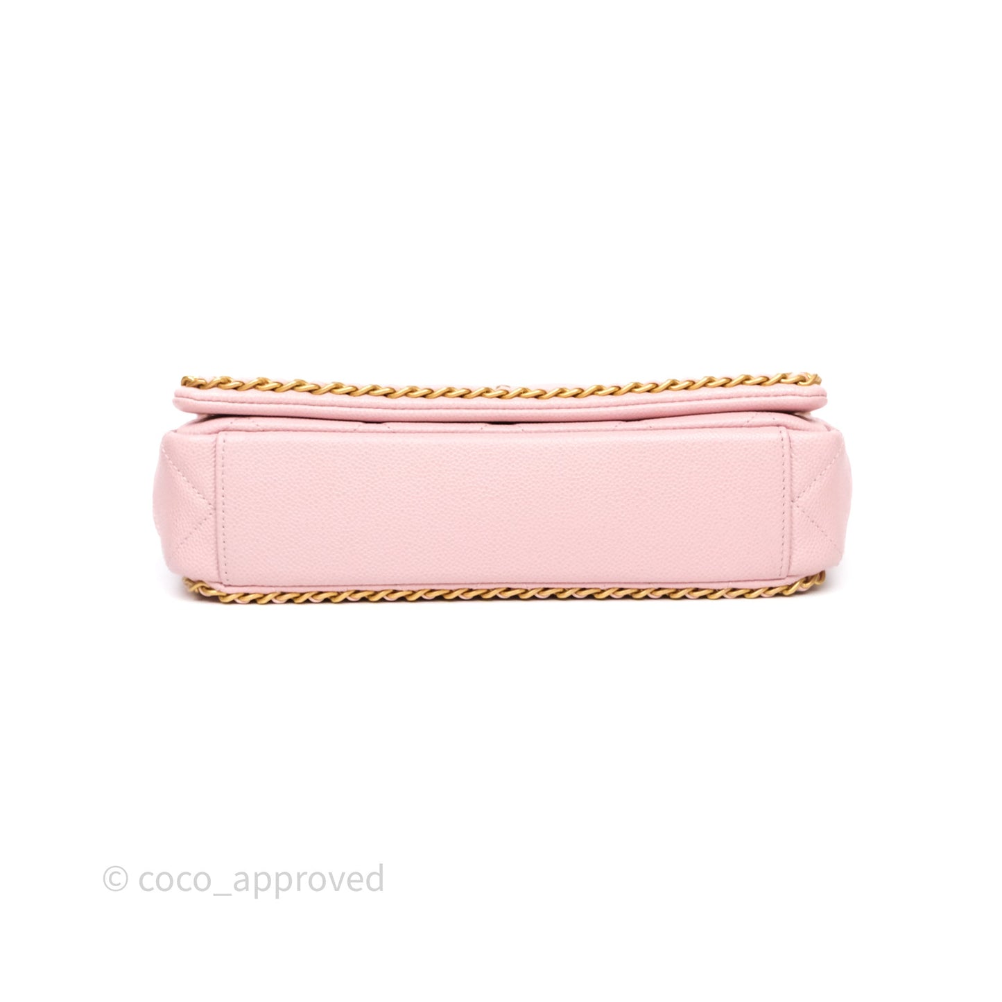 Chanel Chain Around Flap Bag Pink Caviar Aged Gold Hardware 22B