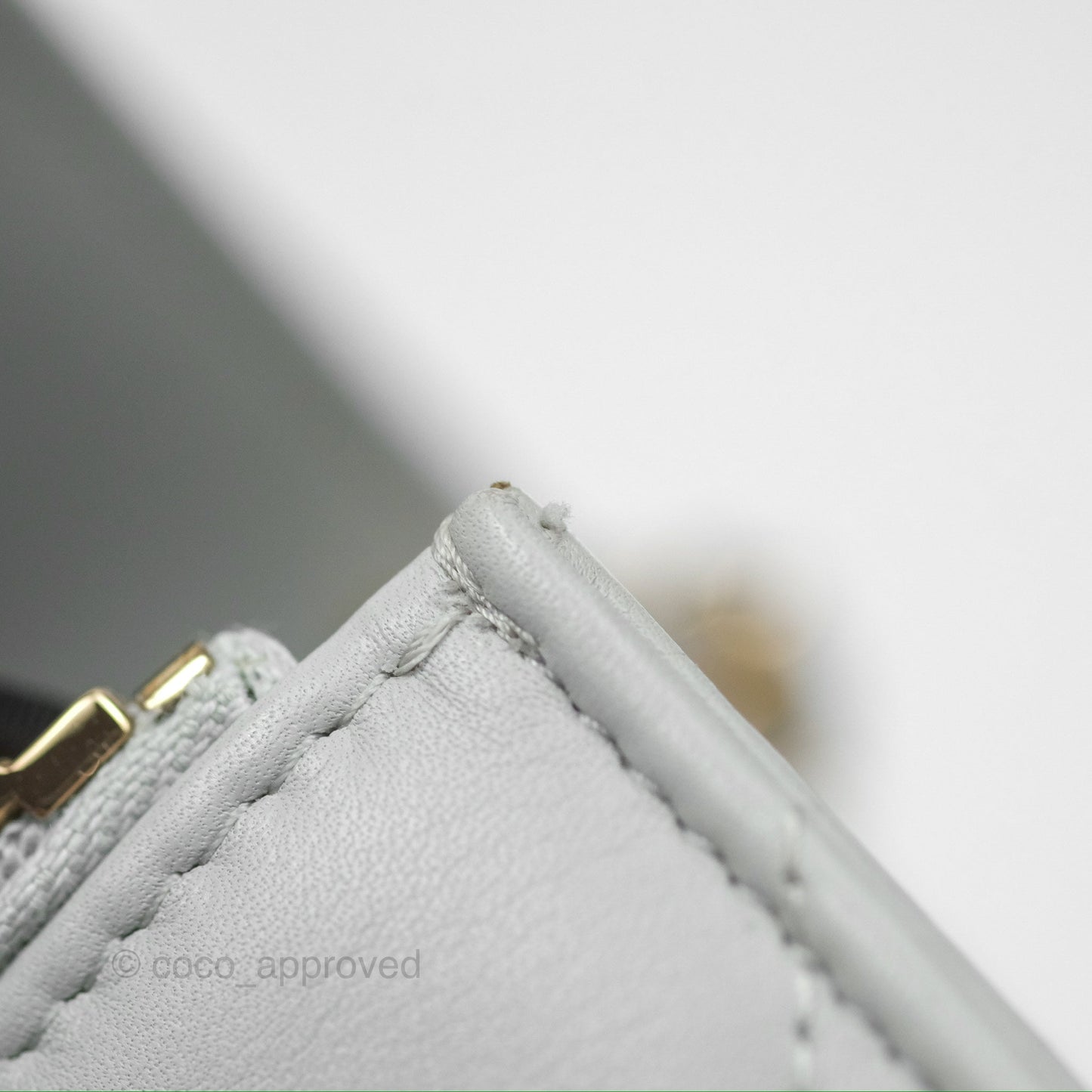 Chanel Crystal CC Mini Cutch with Chain Grey Lambskin Gold Hardware