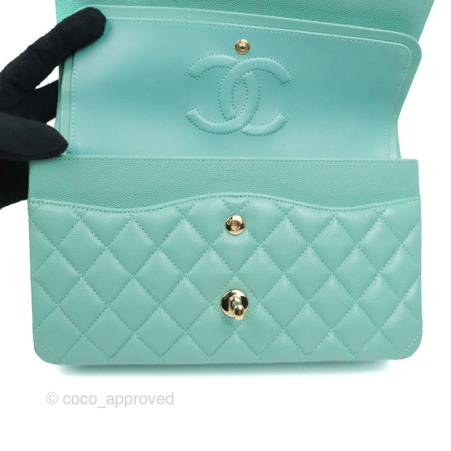 Chanel Classic M/L Medium Flap Quilted Tiffany Caviar Gold Hardware 21S