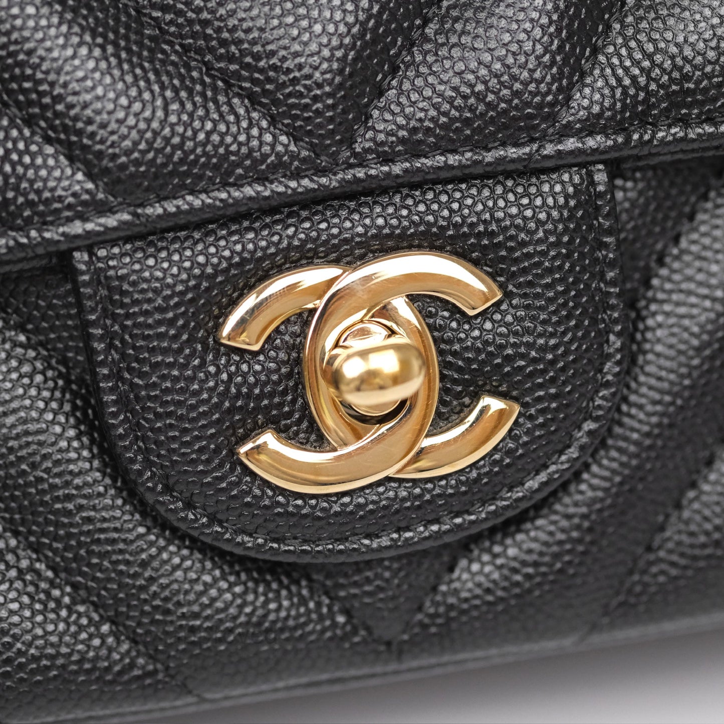 Chanel Mini Rectangular Chevron Black Caviar Gold Hardware