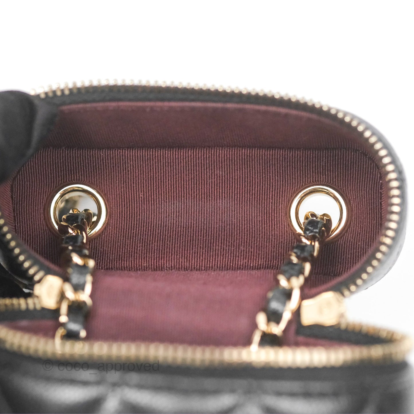 Chanel Vanity Phone Holder With Chain Black Caviar Gold Hardware