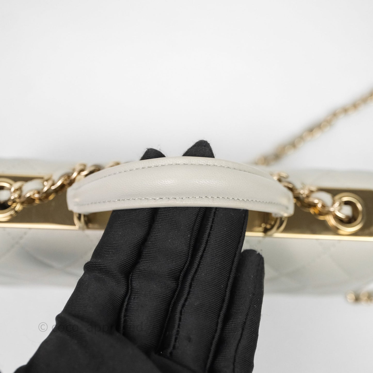 Chanel Trendy CC Wallet On Chain WOC Light Grey Lambskin Gold Hardware N