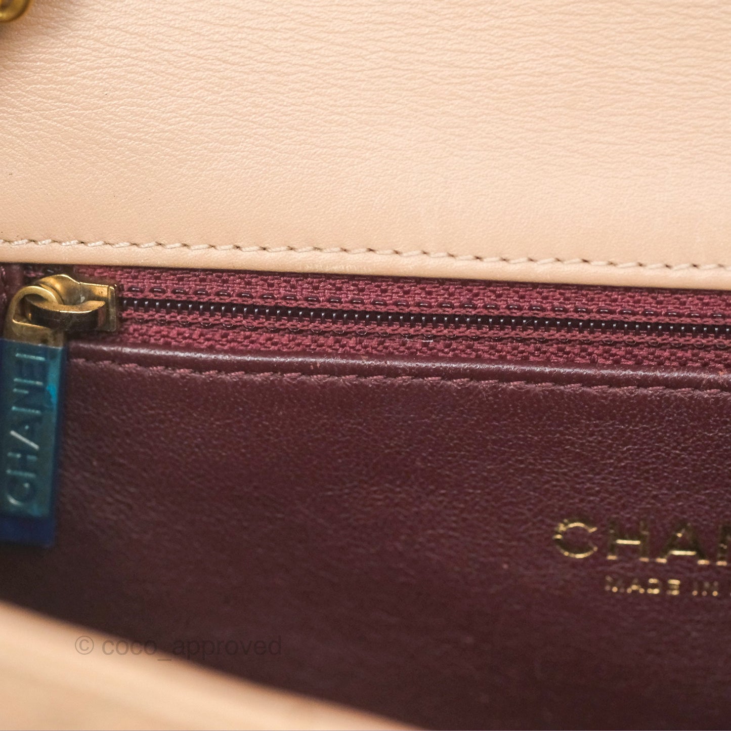 Chanel Small CC Filigree Flap Quilted Beige Black Caviar