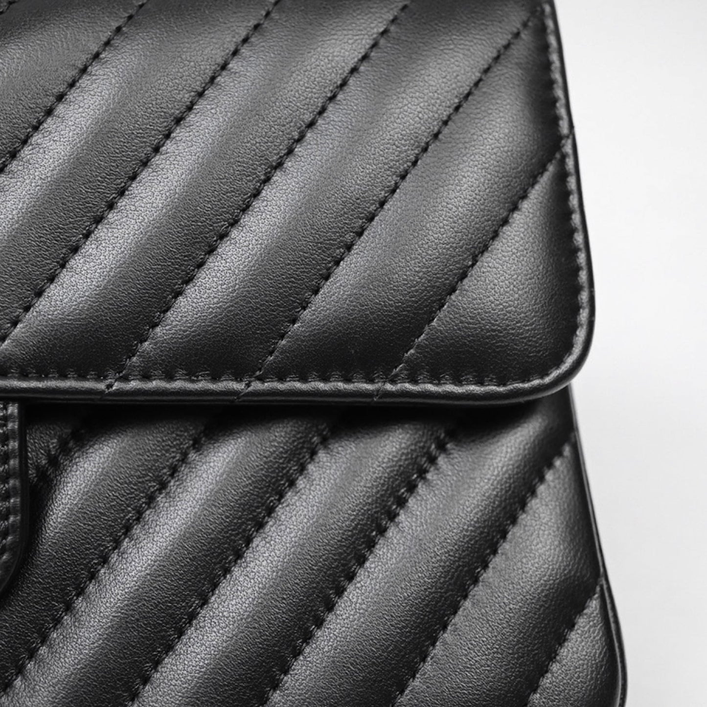 Chanel Small Classic Chevron Flap Black Lambskin Silver Hardware