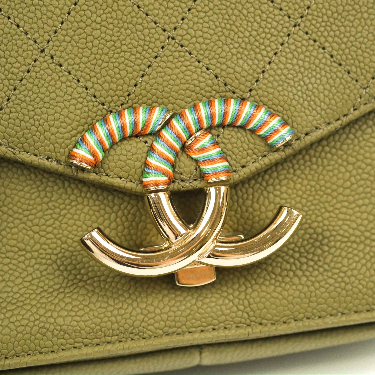 Chanel Small Cuba Top Handle Flap Khaki Caviar