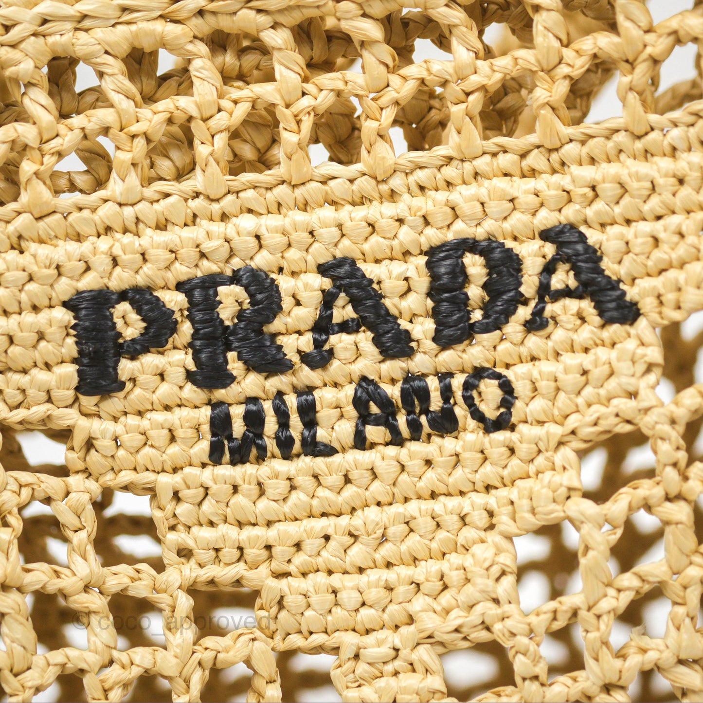 Prada Small Raffia Shopping Tote Bag