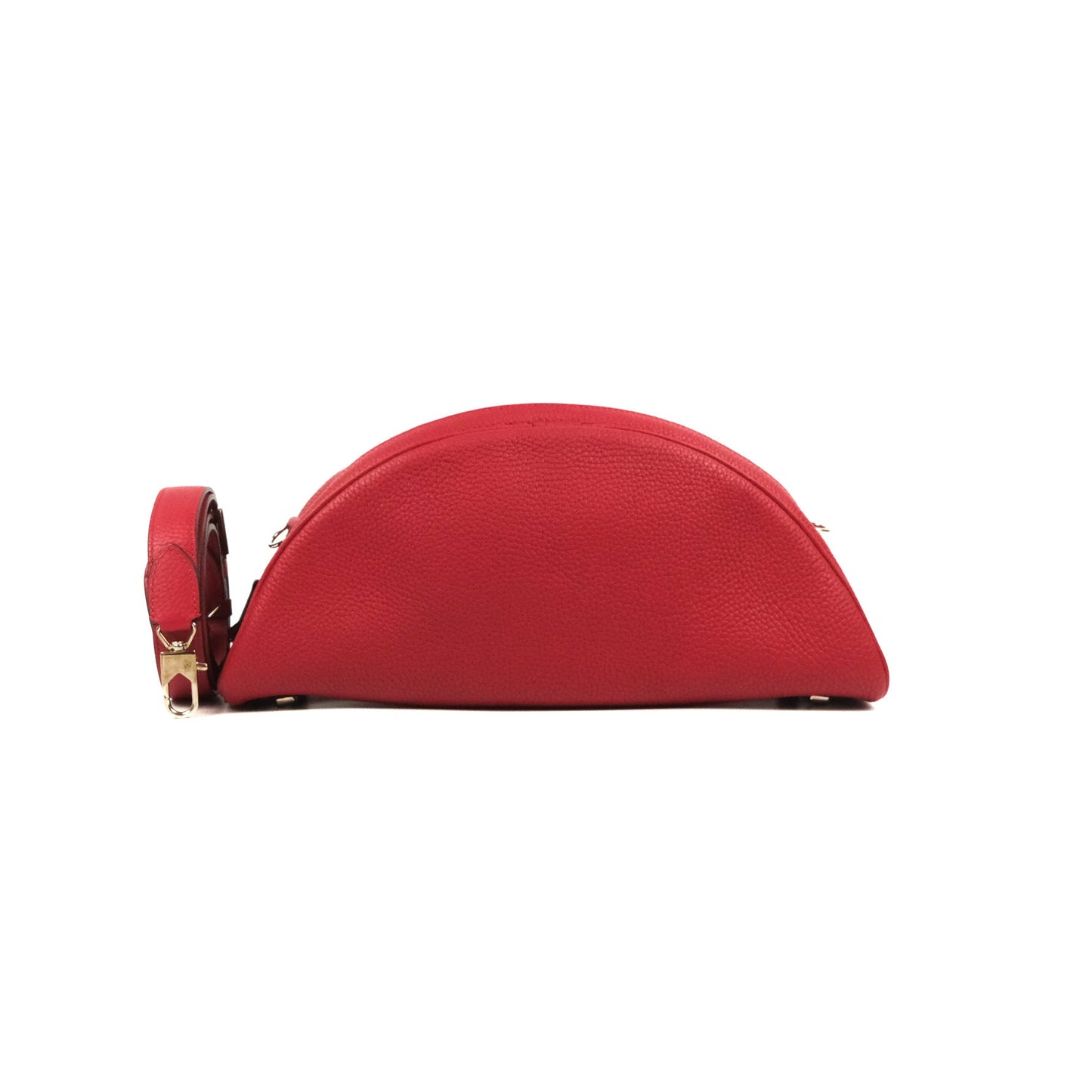 Moynat Swing Bag Red Grained Leather Silver Hardware