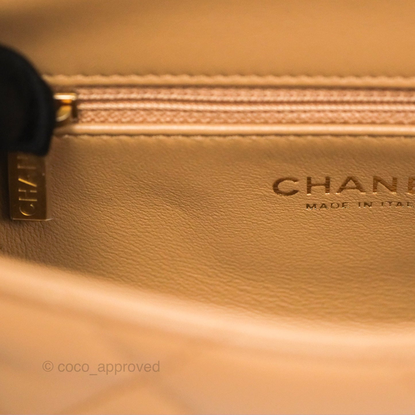 Chanel Mini Flap Bag With Heart CC Charm Beige Lambskin Aged Gold Hardware 22B