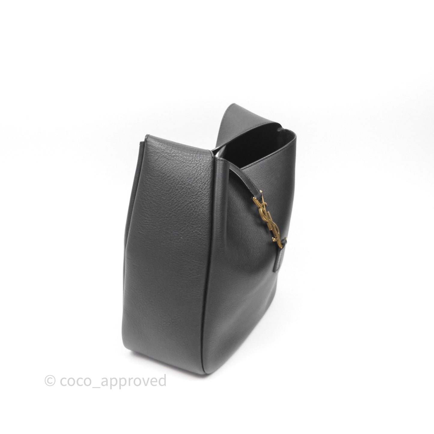 Saint Laurent LE 5 à 7 Supple Small Black Grained Leather Gold Hardware