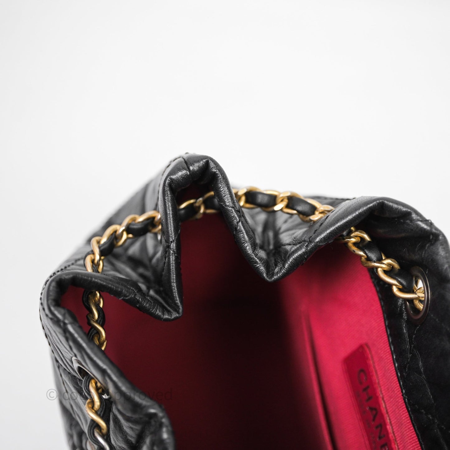 Chanel Small Gabrielle Backpack Quilted Black Aged Calfskin