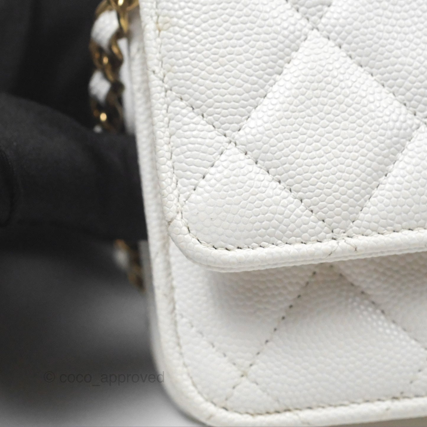 Chanel Quilted Classic Wallet on Chain WOC White Caviar Gold Hardware