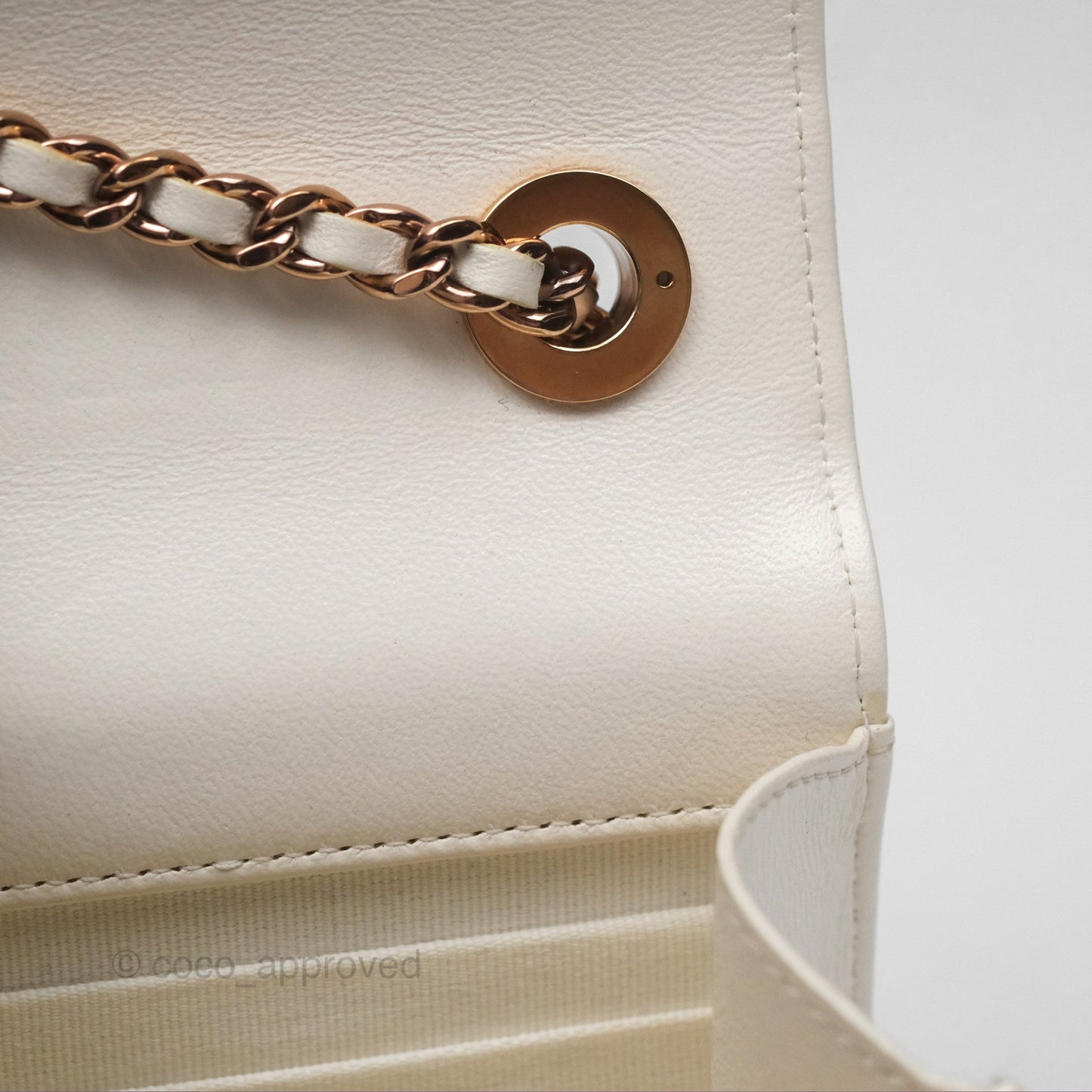 Chanel Mini Quilted Trendy CC Clutch With Chain White Lambskin Rose Gold Hardware