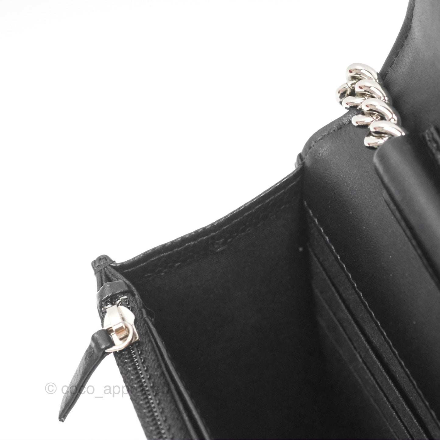 Chanel Chevron Boy Wallet on Chain WOC Black Caviar Silver Hardware