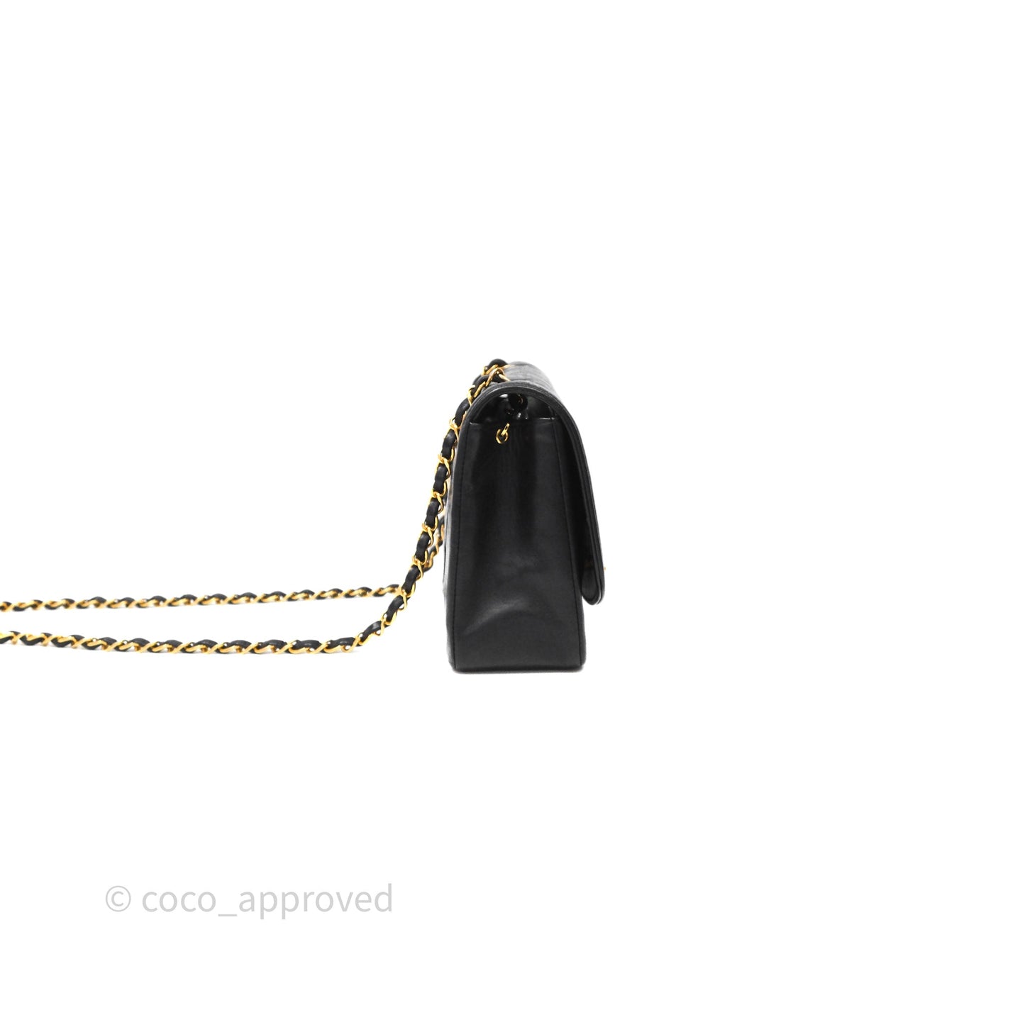 Chanel Vintage Medium Classic Diana Flap Bag Black Lambskin 24K Gold Hardware