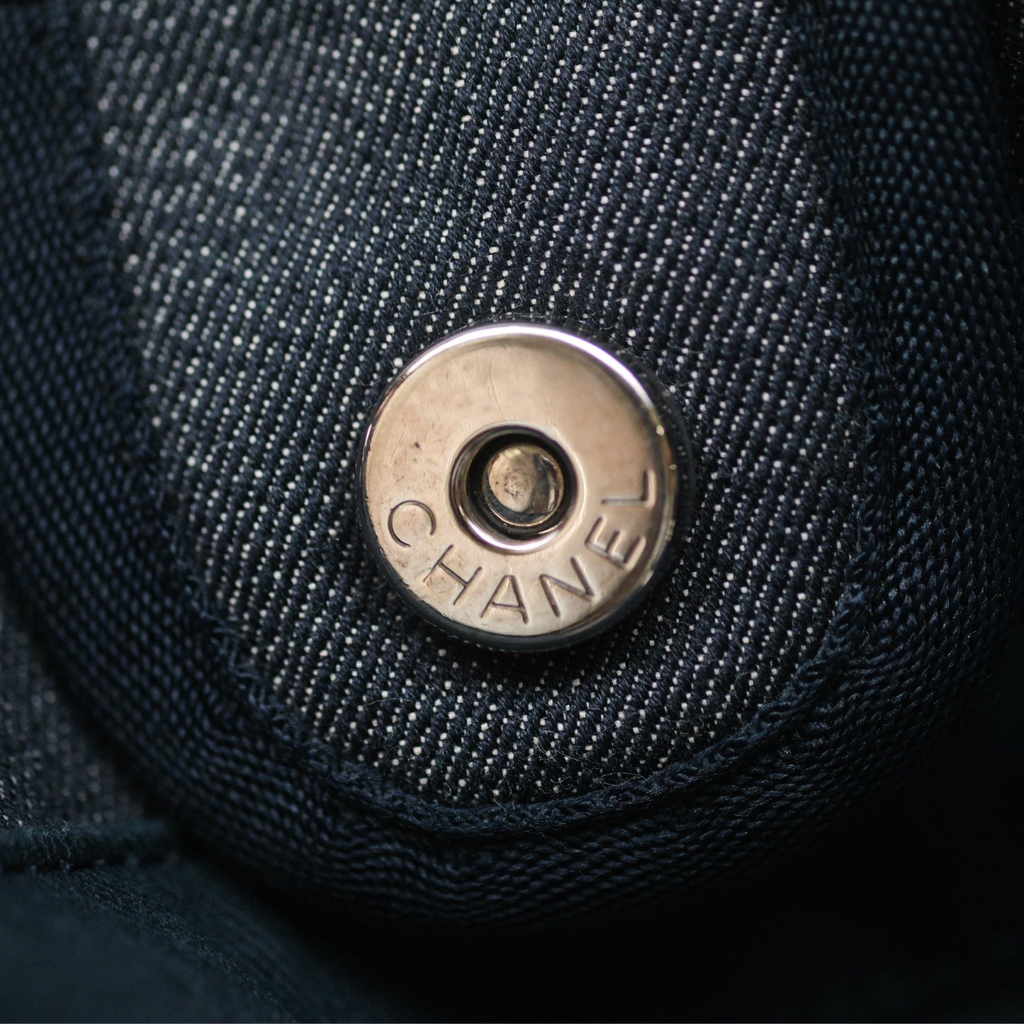 Chanel Medium Deauville Navy Canvas Silver Hardware