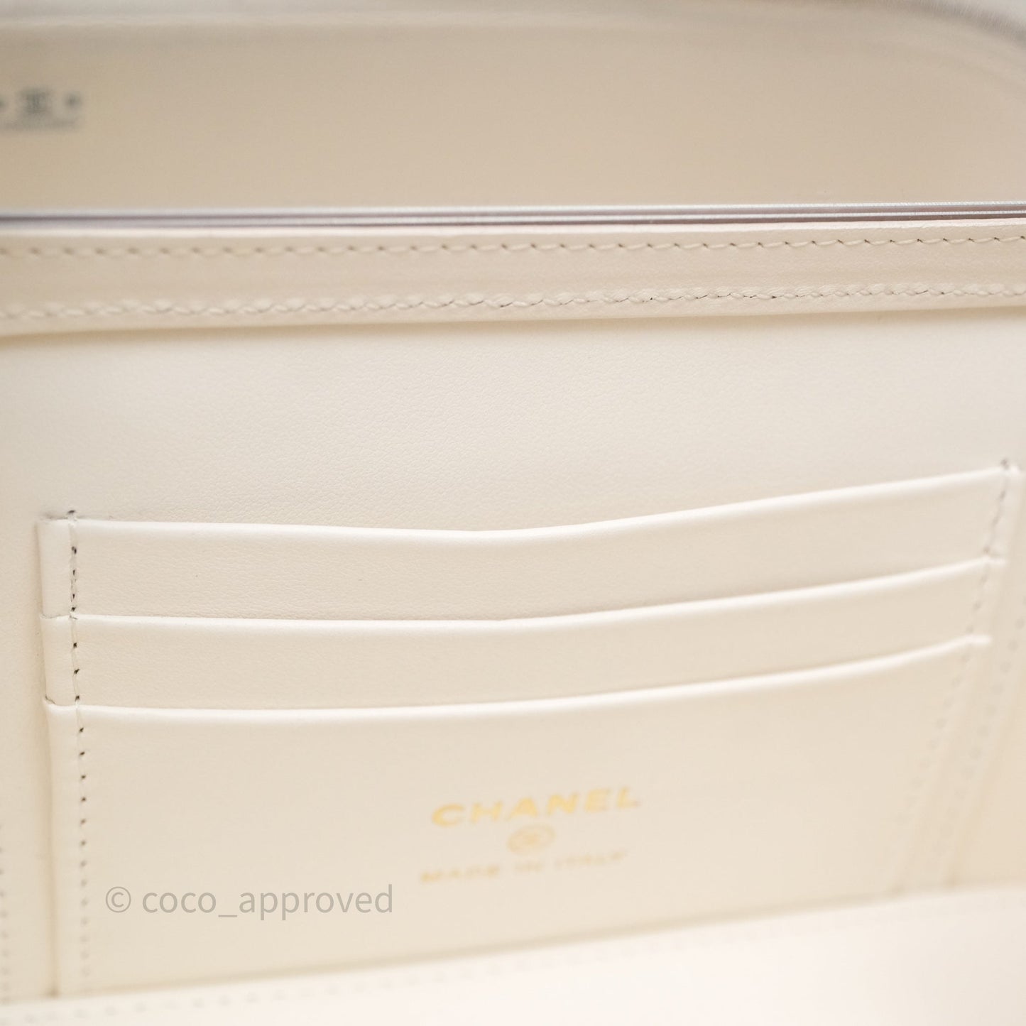 Chanel Classic Vanity Rectangular with Chain White Caviar Gold Hardware