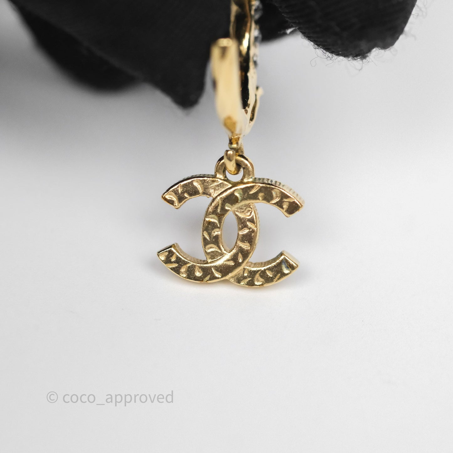Chanel CC Crystal Hoop Earrings Gold Tone 23V