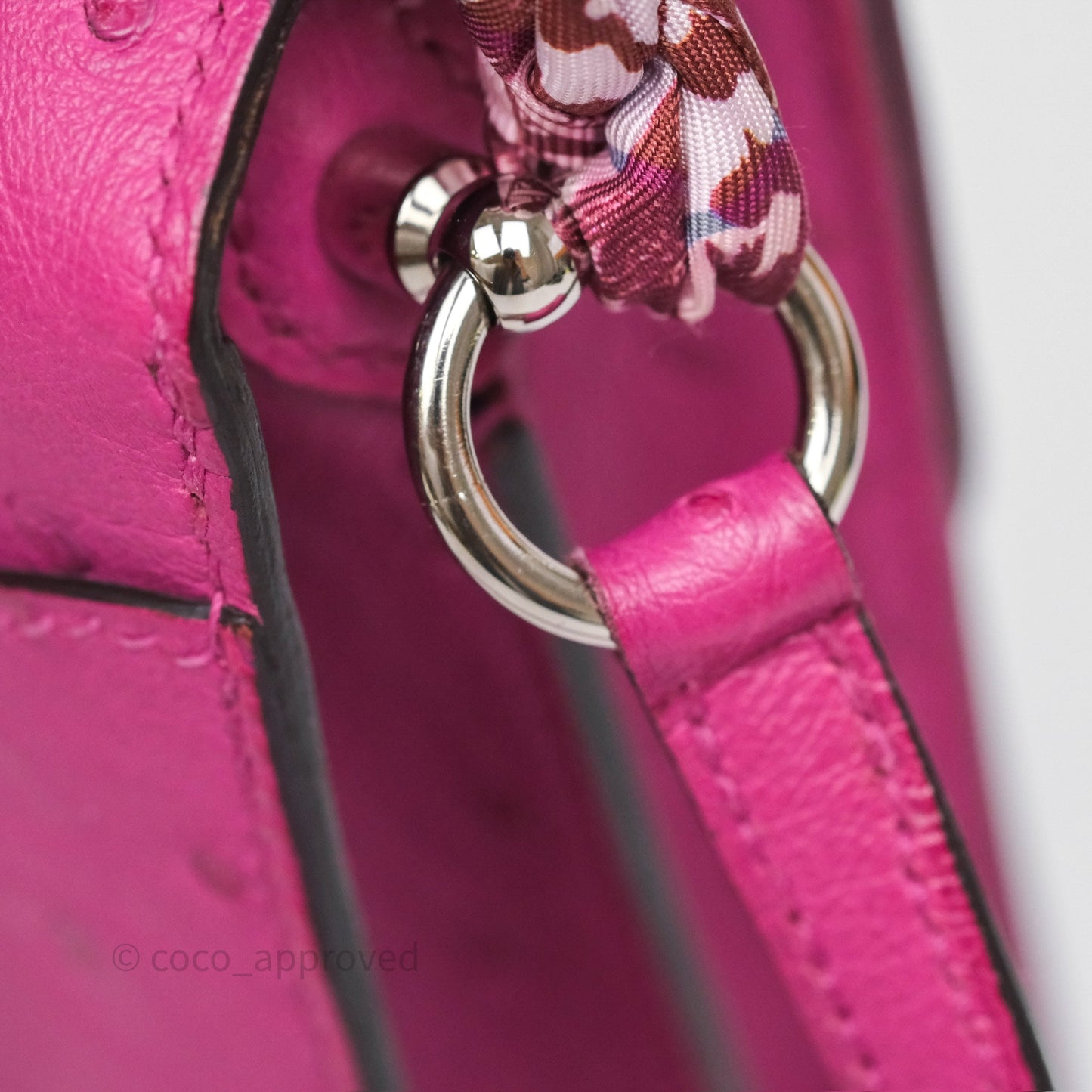 Hermès Roulis Mini 18 Rose Pourpre L3 Autruche Palladium Hardware