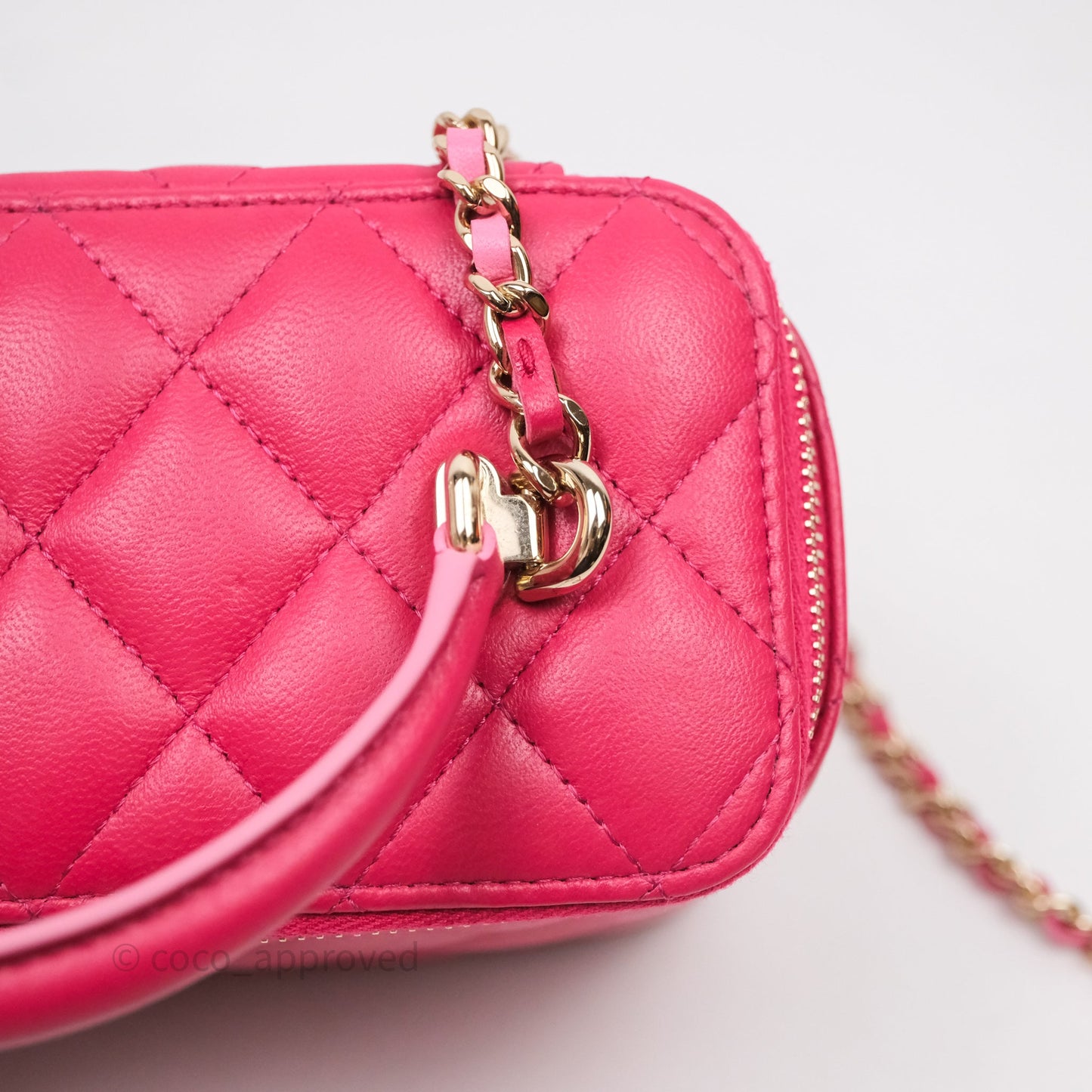 Chanel Vanity Rectangular Top Handle Pink Lambskin Gold Hardware